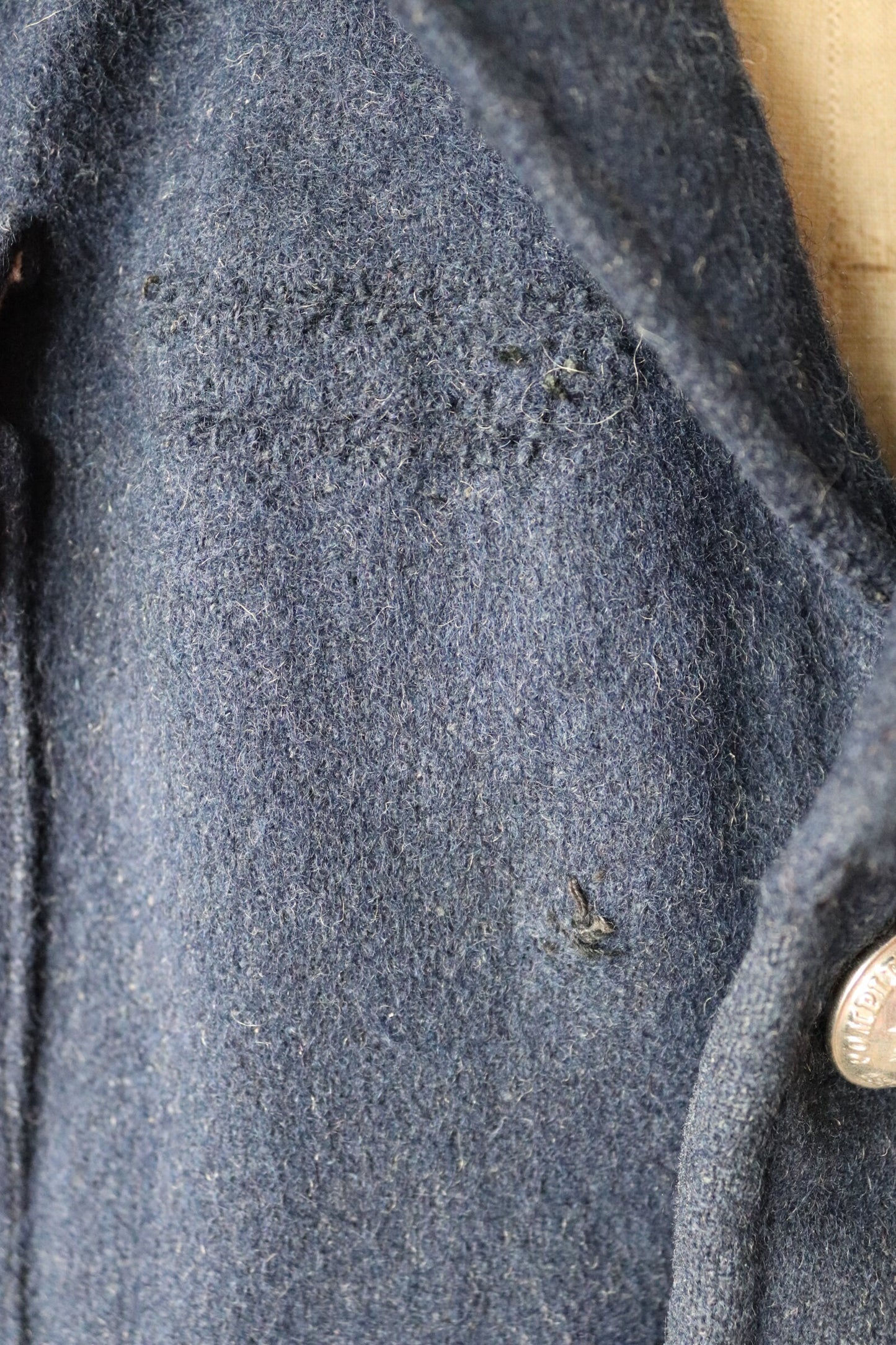 Vintage French workwear jacket 1930s Belle Jardiniere indigo blue wool fireman’s jacket sapeurs pompiers 41” chest