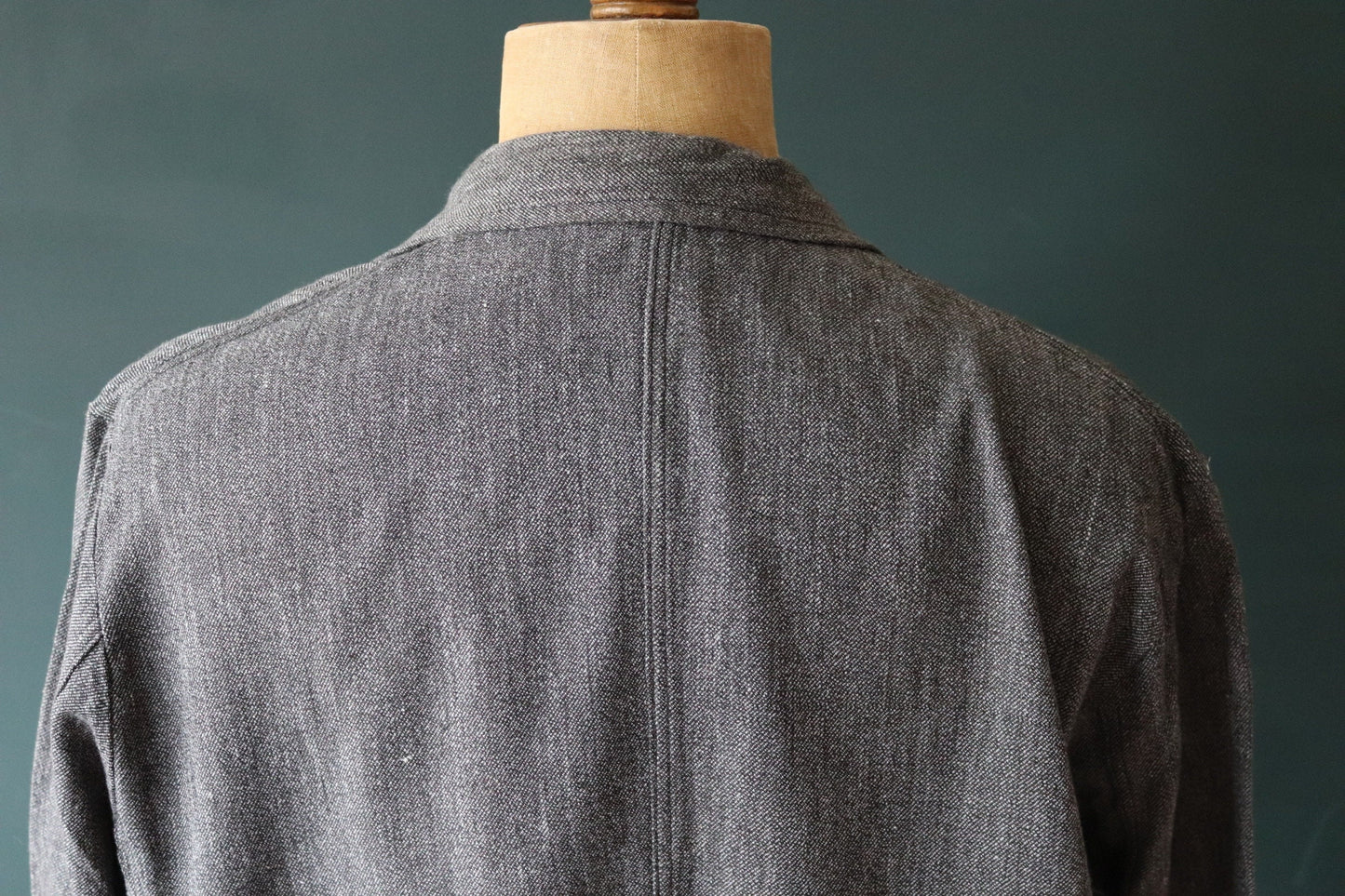 Vintage French workwear jacket 1950s 1960s salt pepper grey work coat overall factory machinist shopkeeper 49” chest