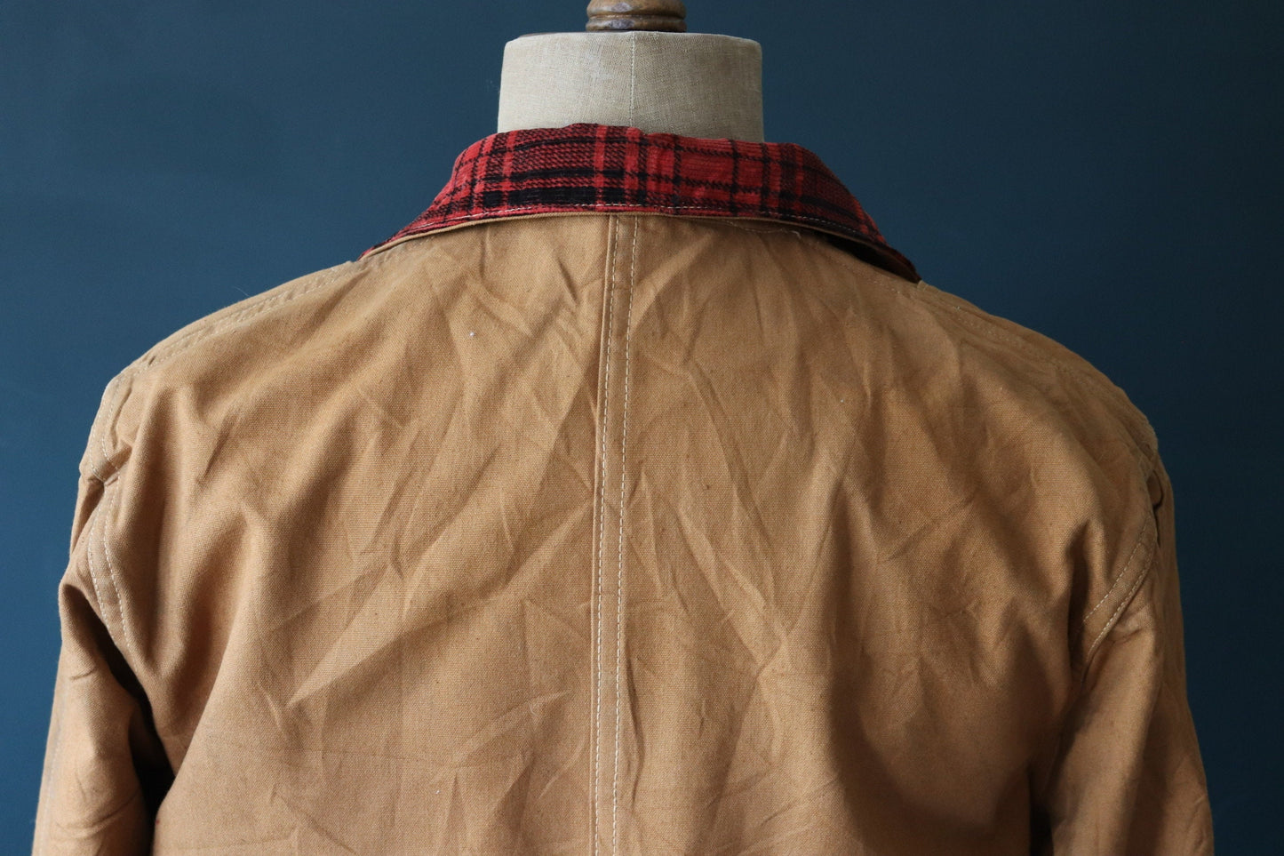 Vintage 1940s 40s Bullseye Bill tan brown duck cotton canvas jacket hunting shooting American Talon zipper 46” chest workwear chore work
