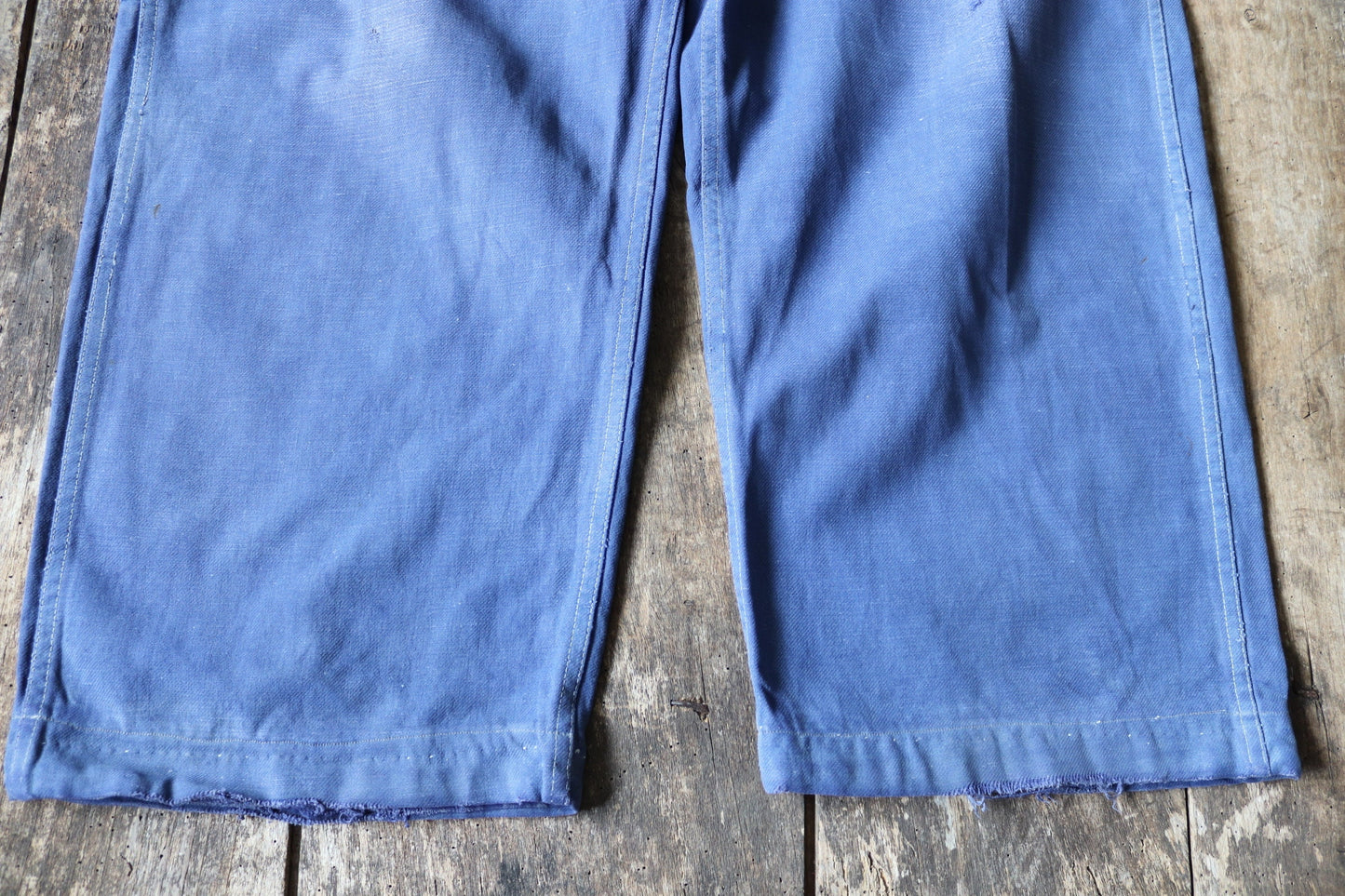 Vintage French workwear dungarees overalls 1940s Adolphe Lafont blue cotton twill work chore 36” 38” x 24”