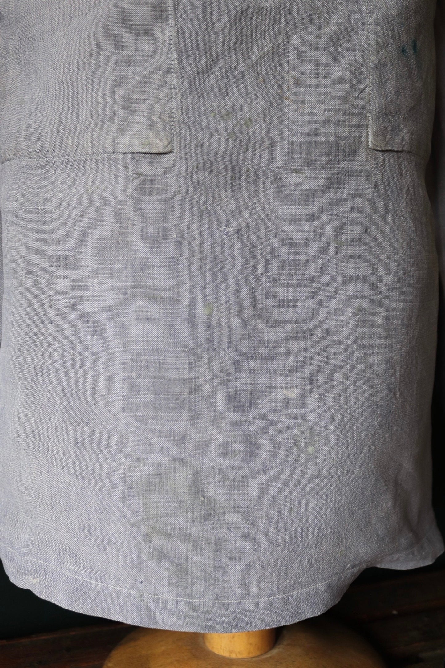 Vintage French linen shirt 1960s Marine Nationale Navy naval crackerjack bib top jumper indigo 42” chest military workwear work sailor