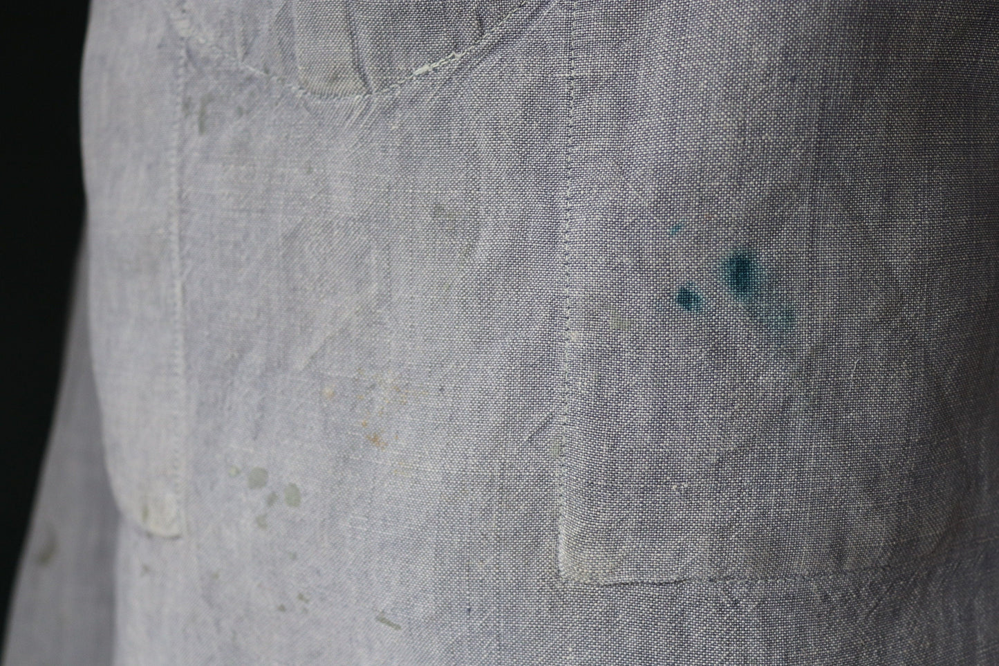Vintage French blue linen shirt - 1960s Marine Nationale - Navy sailor - crackerjack bib top jumper - 42” chest - military workwear