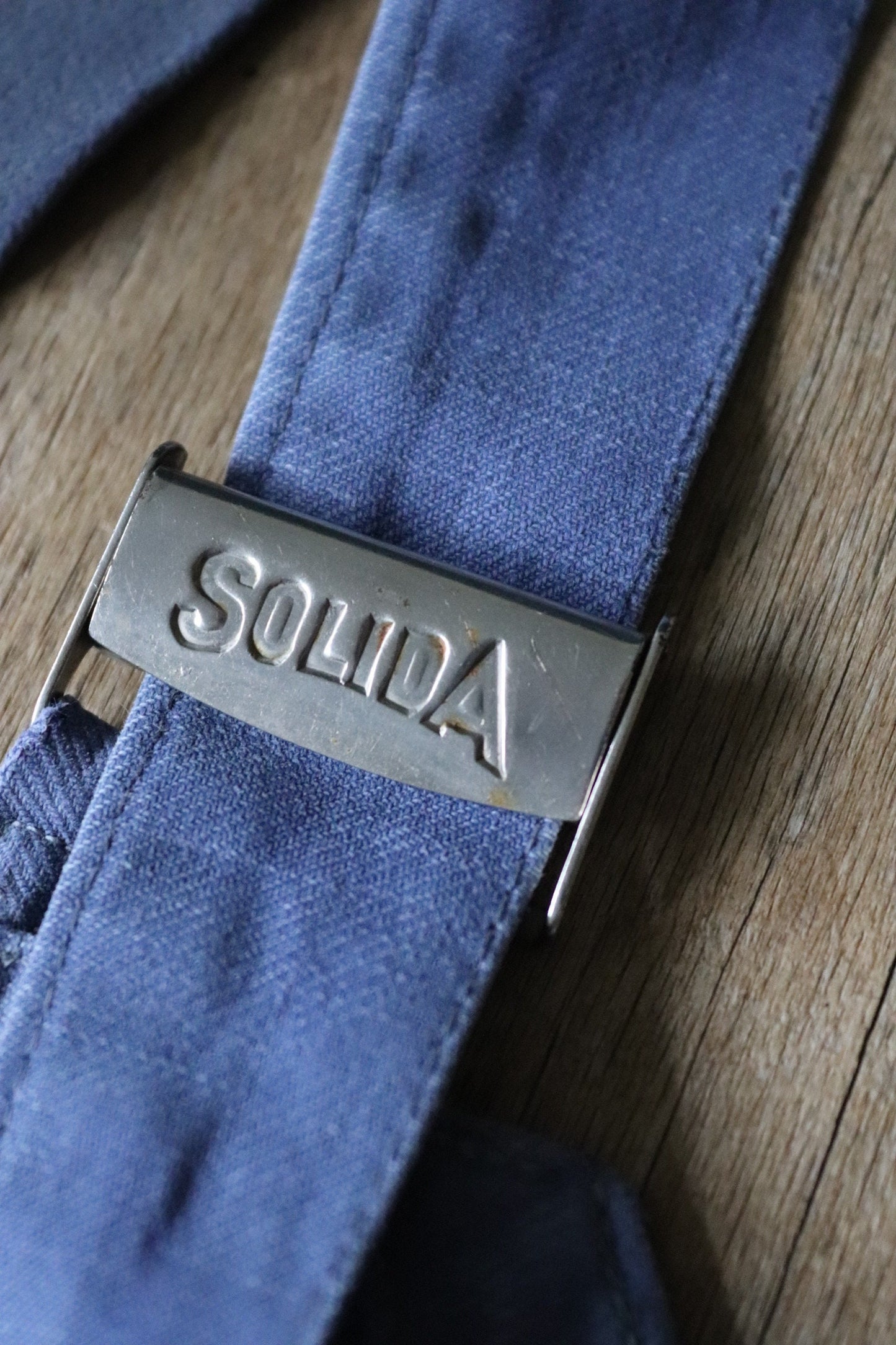 Vintage French blue workwear dungarees 1950s cotton twill overalls work chore 39” x 27” darned repaired