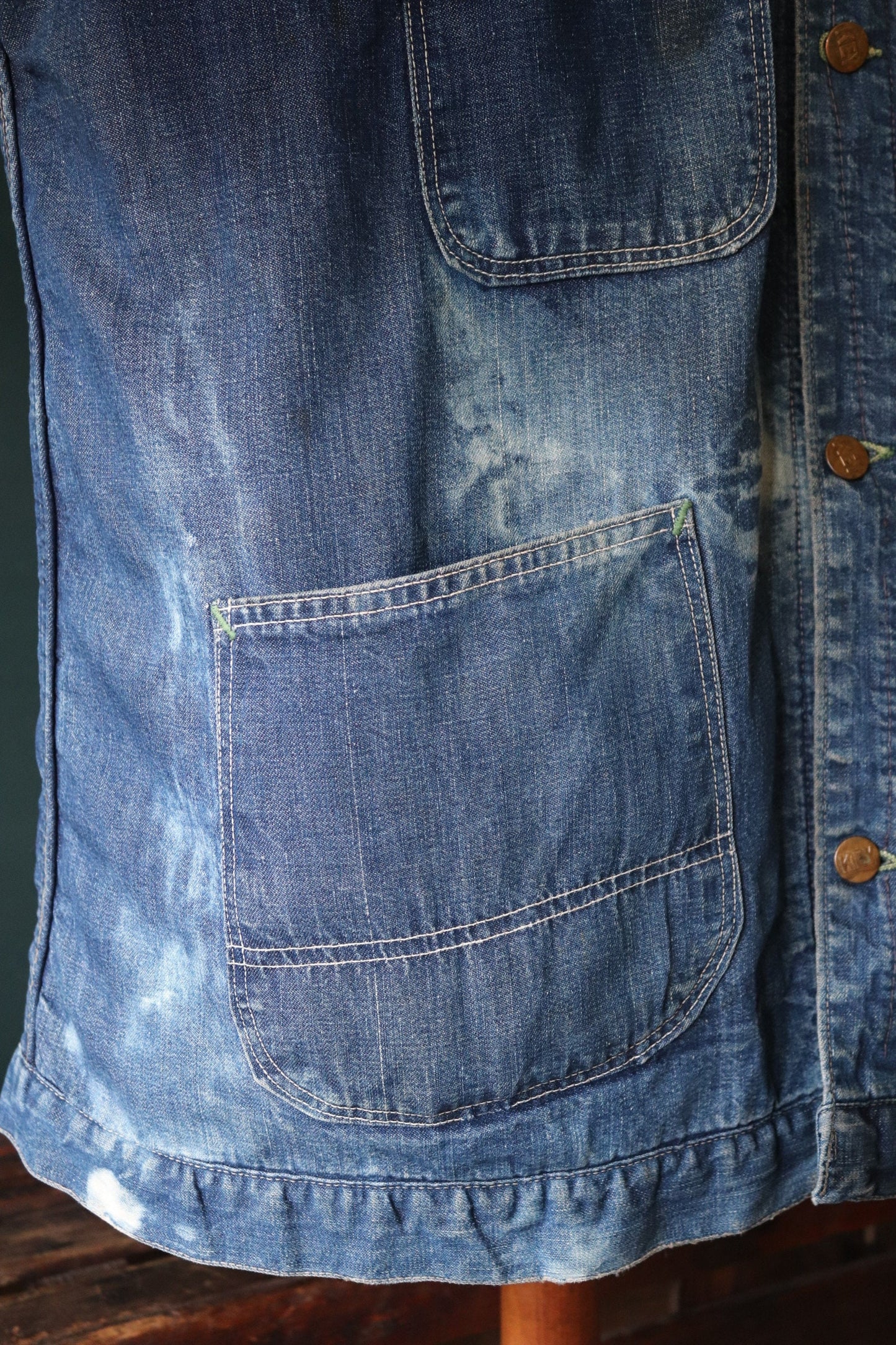 Vintage 1960s 60s 1970s 70s Key Imperial indigo blue denim blanket lined barn chore jacket workwear work chore 48” chest Troy