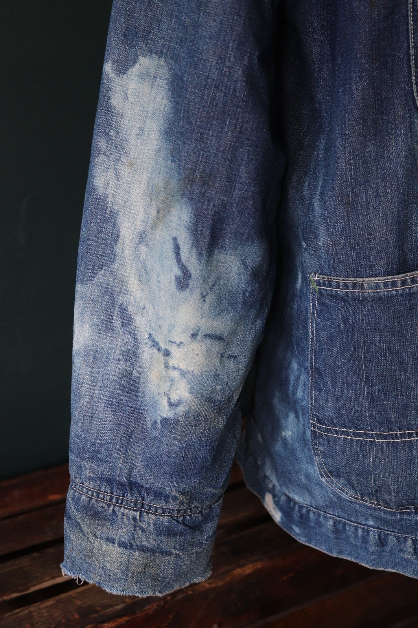 Vintage 1960s 70s denim workwear jacket - Key Imperial - indigo blue - blanket lined barn coat - 48” chest