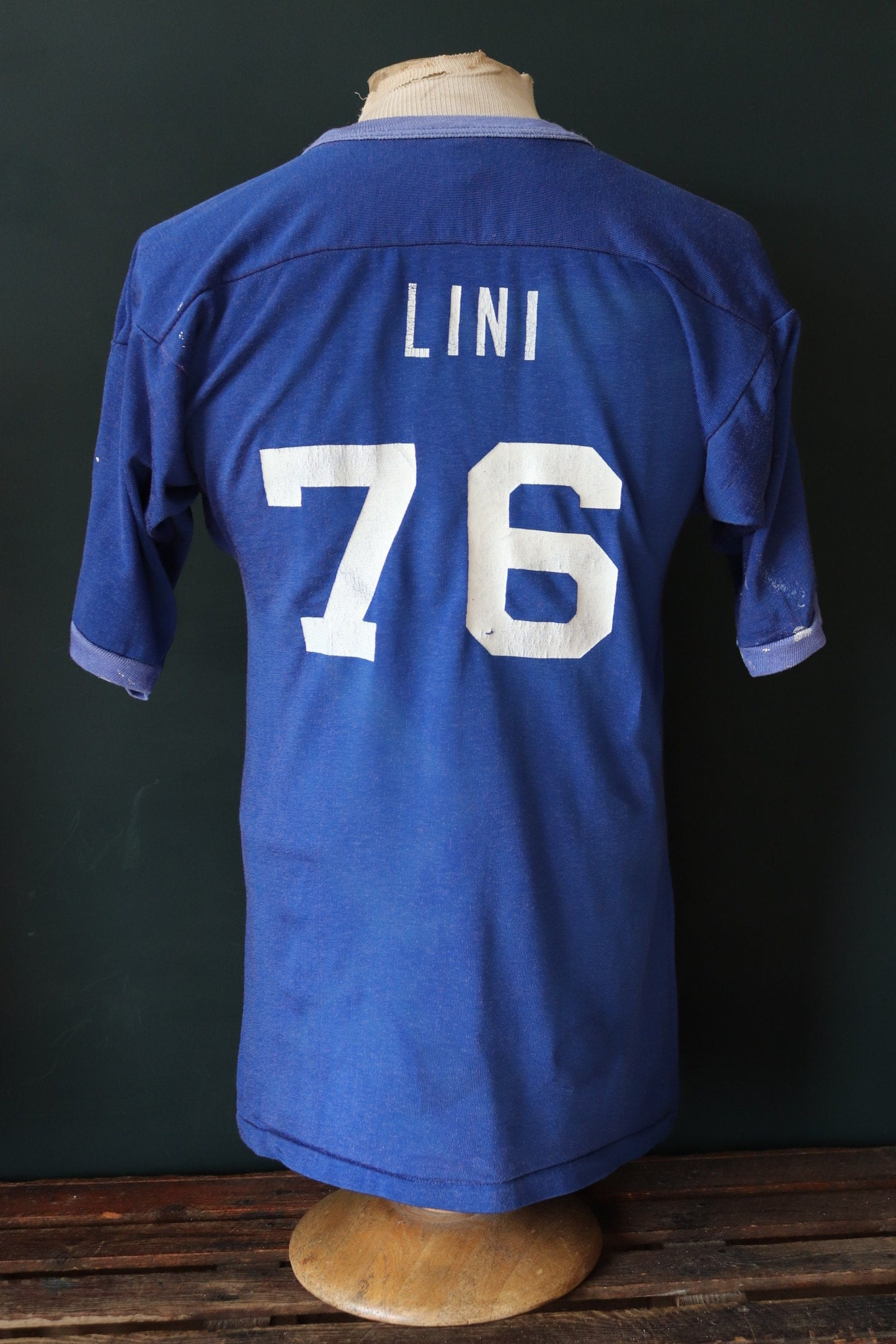 Vintage 1970s 70s 1980s 80s Gods Promise blue nylon durene shirt sports sportswear ringer 36” chest football sportswear sports