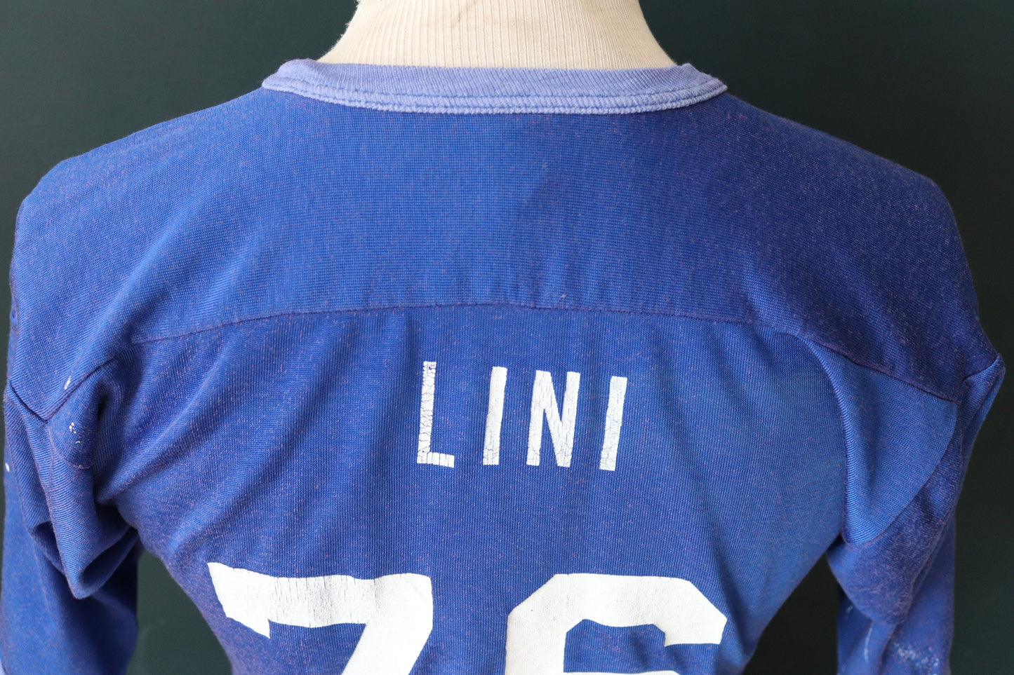 Vintage 1970s 70s 1980s 80s Gods Promise blue nylon durene shirt sports sportswear ringer 36” chest football sportswear sports