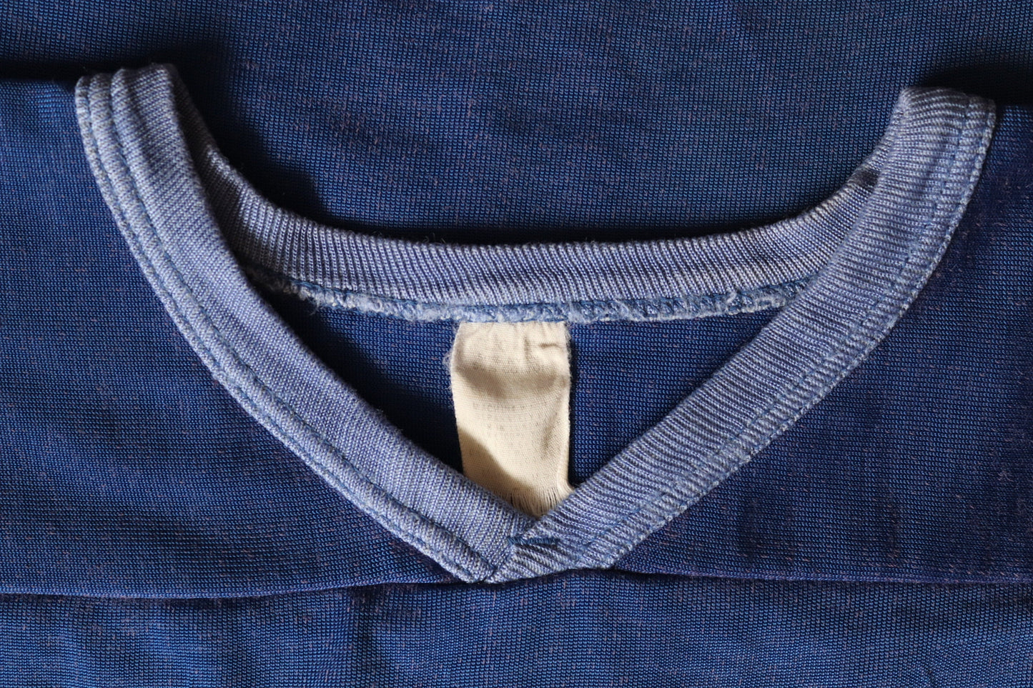 Vintage 1970s 70s 1980s 80s Gods Promise blue nylon durene shirt sports sportswear ringer 36” chest football sportswear sports