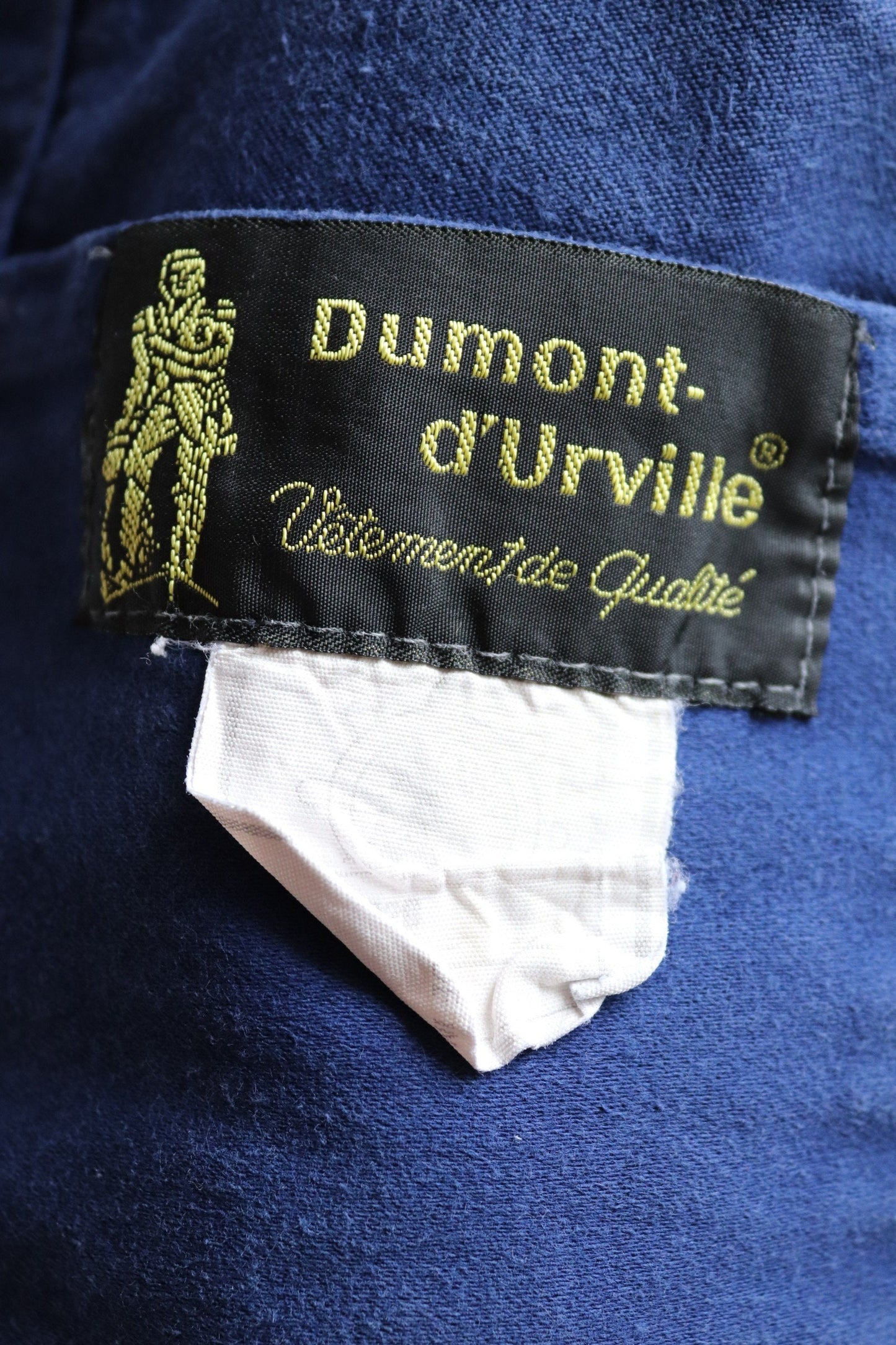 Vintage French blue jacket moleskin work workwear chore faded 47” chest bleu de travail Dumont D’Urville