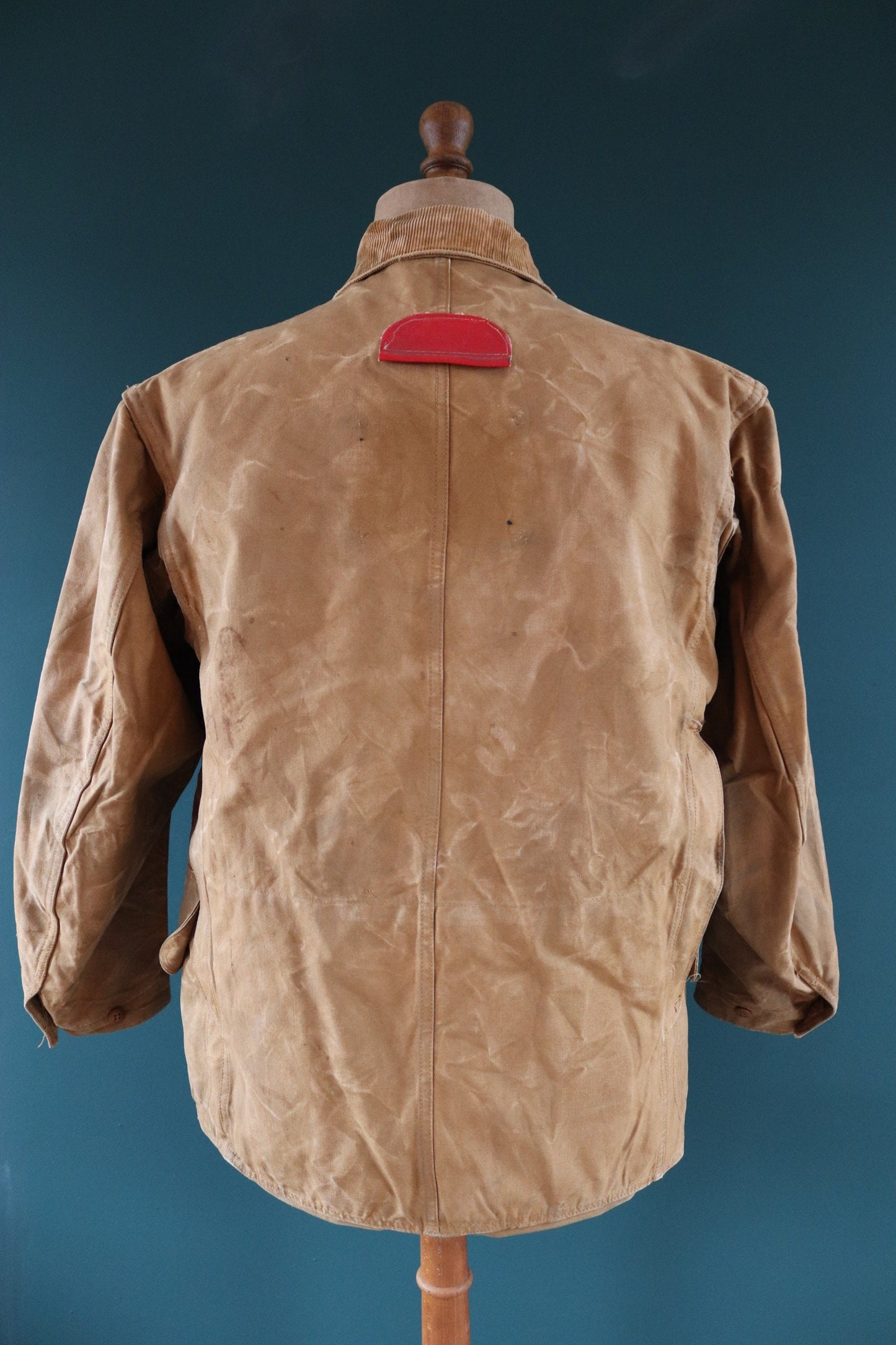 Vintage 1930s 30s tin cloth duck cotton canvas hunting shooting jacket 45” chest Red Head American workwear work chore
