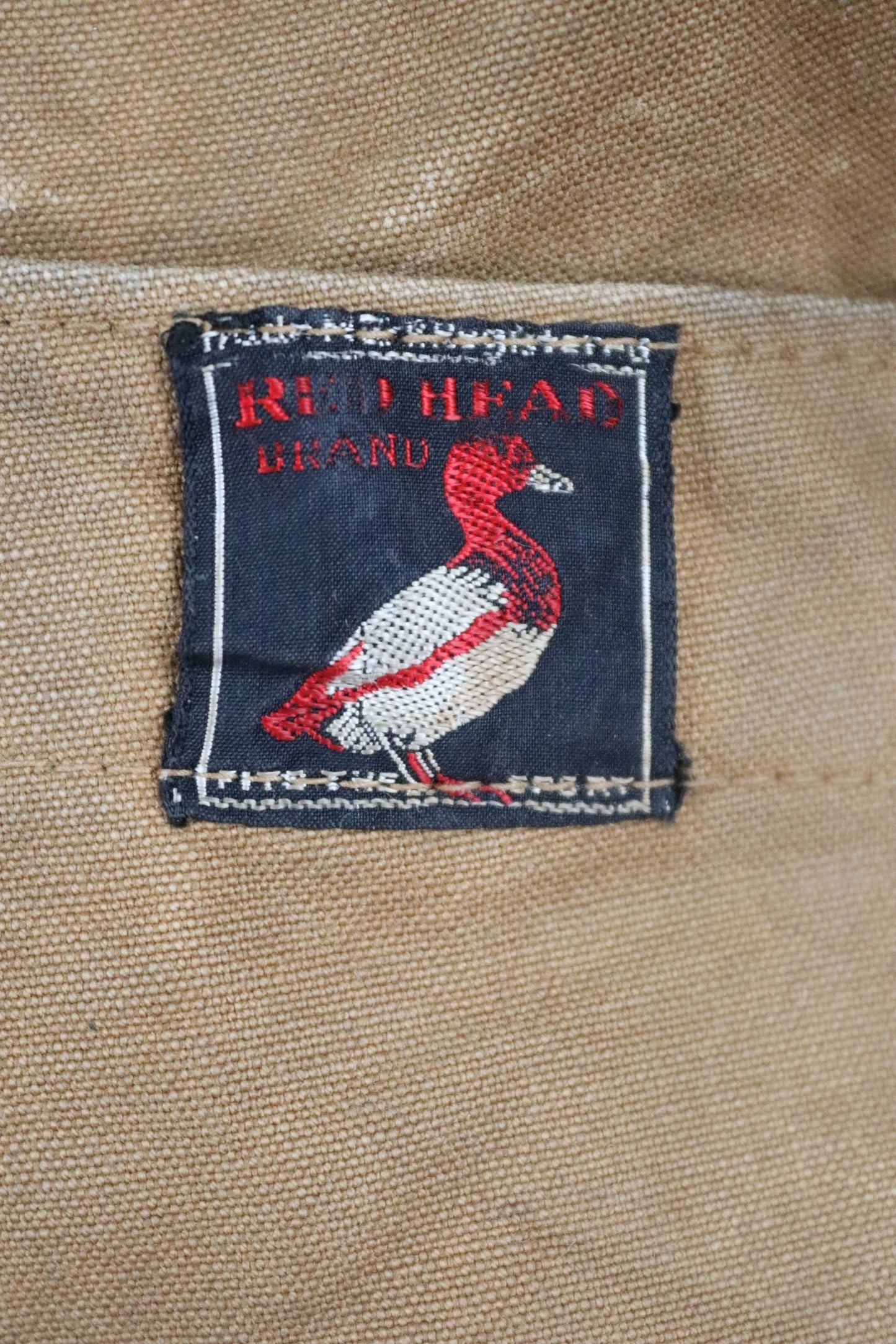 Vintage 1930s 30s tin cloth duck cotton canvas hunting shooting jacket 45” chest Red Head American workwear work chore