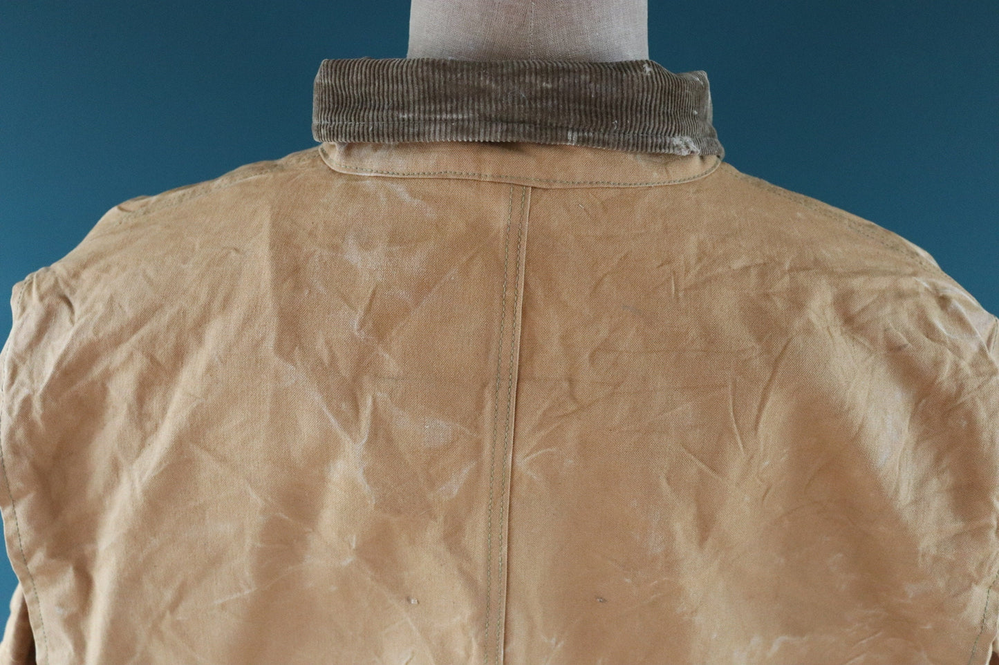 Vintage 1940s 40s 1950s 50s Duxbak duck cotton canvas tin cloth hunting shooting jacket 56” chest workwear work chore
