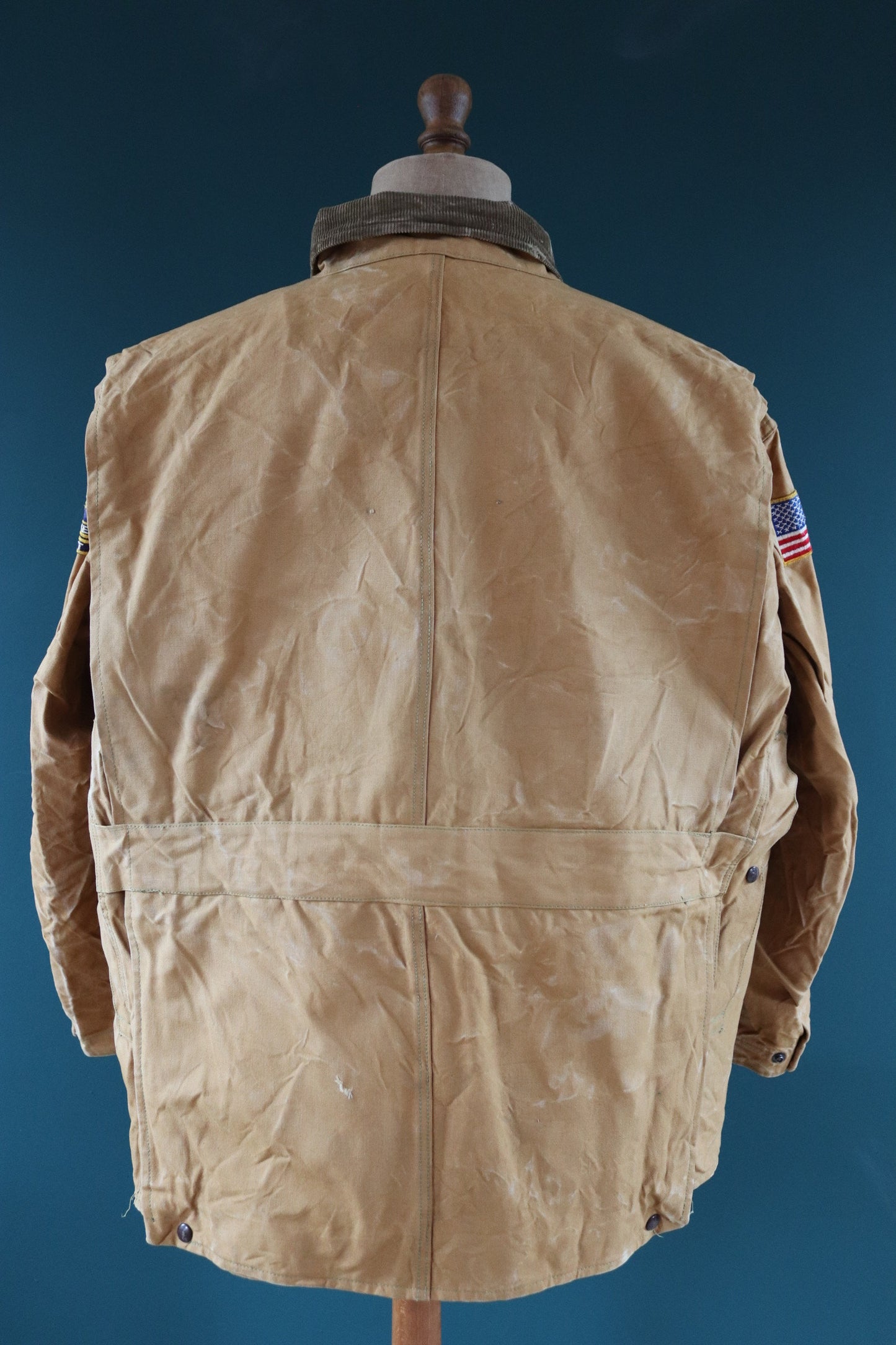 Vintage 1940s 40s 1950s 50s Duxbak duck cotton canvas tin cloth hunting shooting jacket 56” chest workwear work chore