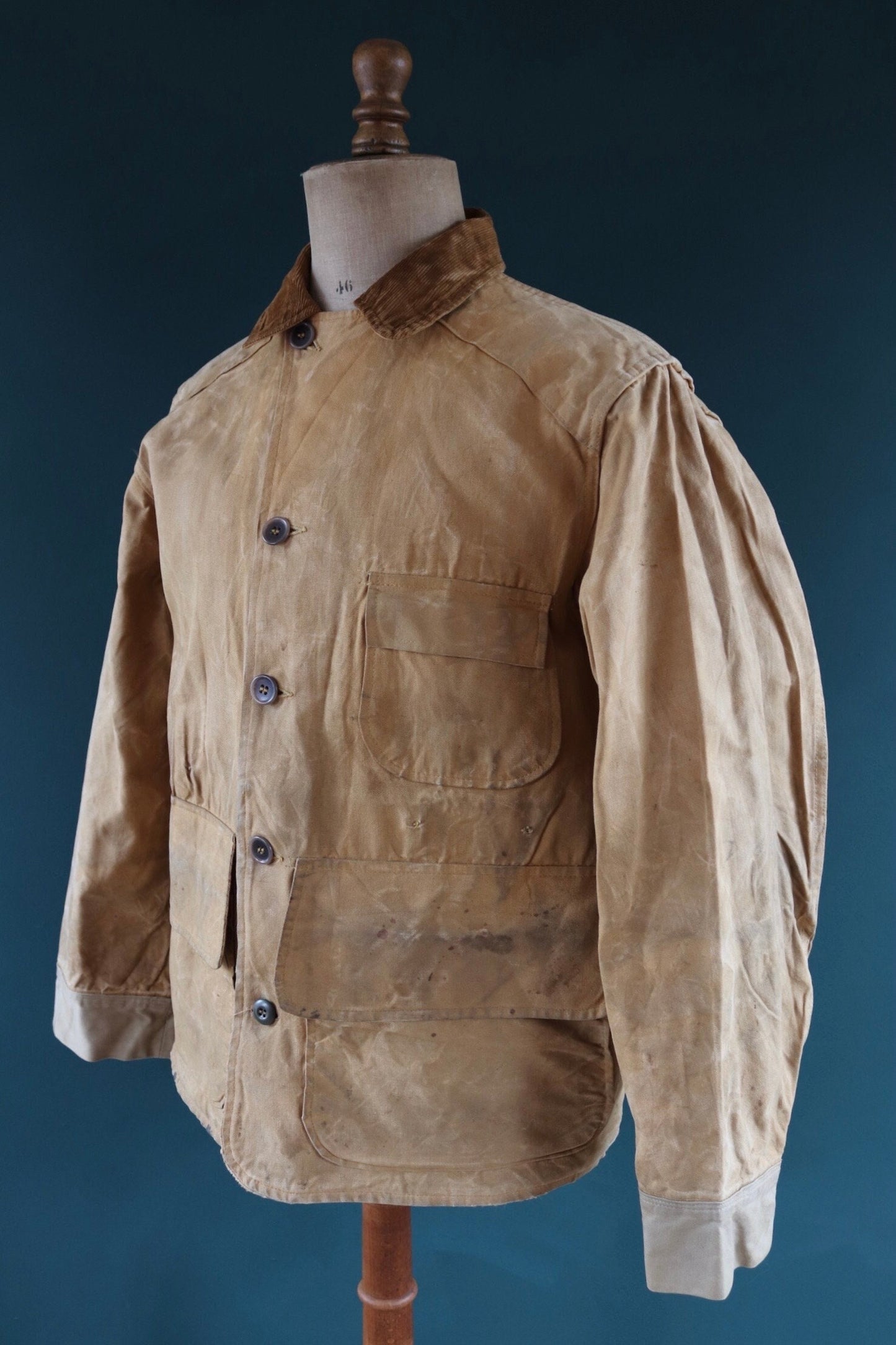 Vintage 1960s 60s Brush Master tan brown duck cotton canvas jacket hunting shooting American 46” chest workwear work chore