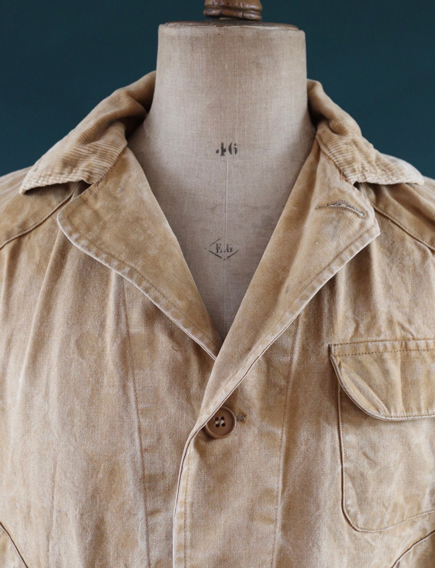 Vintage 1970s 70s Western Field Montgomery Ward tan brown duck cotton canvas jacket hunting shooting American 49” chest workwear work chore