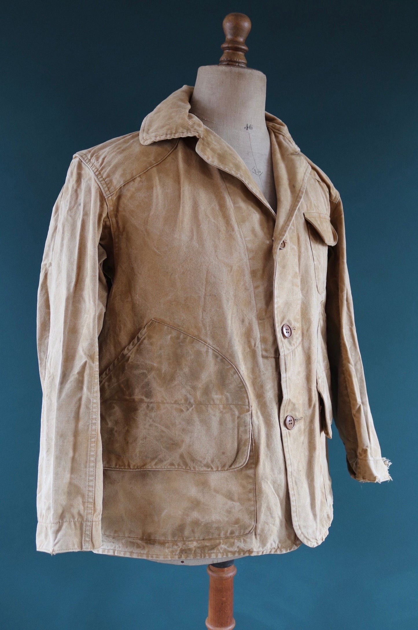 Vintage 1970s 70s Western Field Montgomery Ward tan brown duck cotton canvas jacket hunting shooting American 49” chest workwear work chore