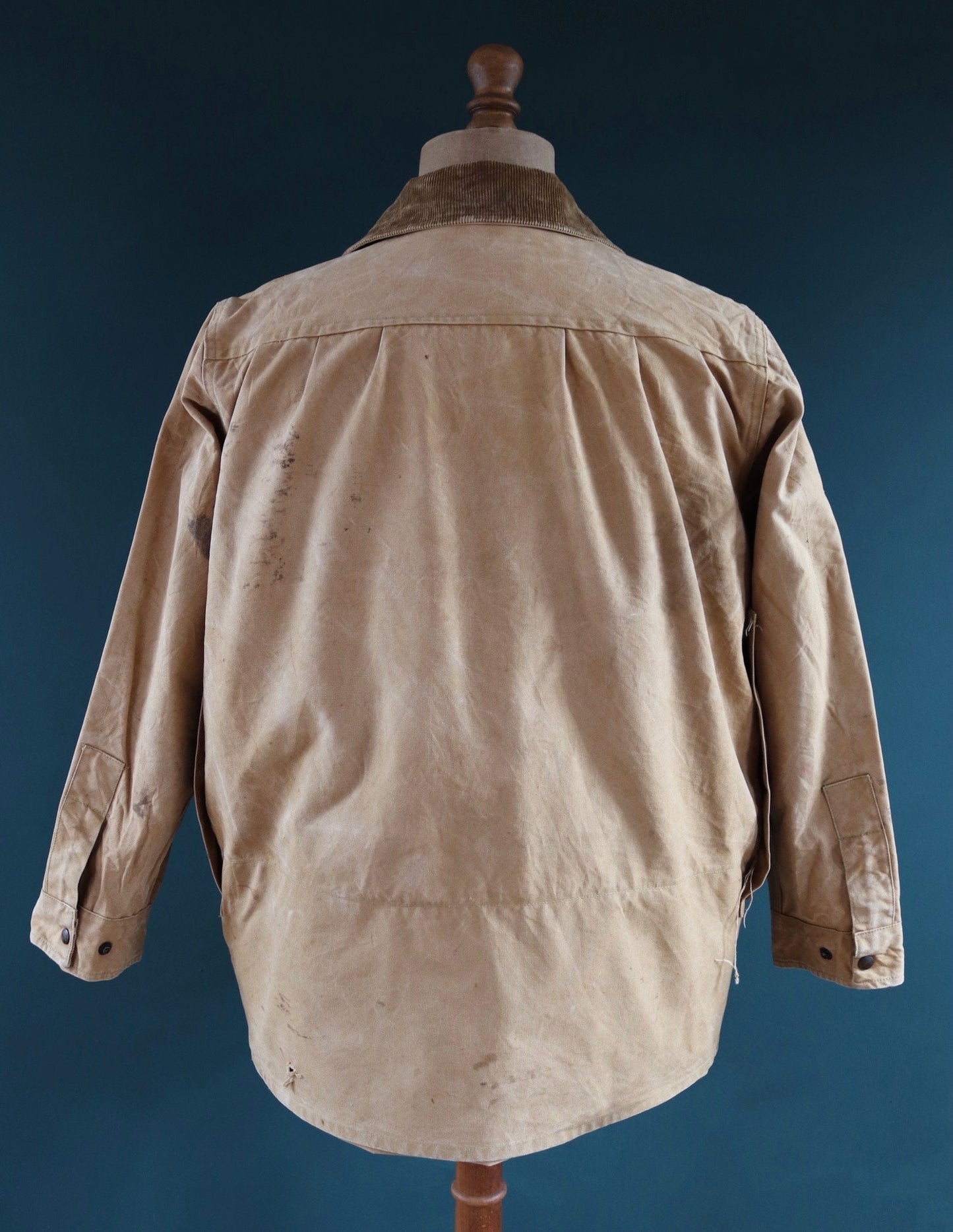 Vintage 1940s 40s 1950s 50s Duxbak duck cotton canvas tin cloth hunting shooting jacket 49” chest workwear work chore