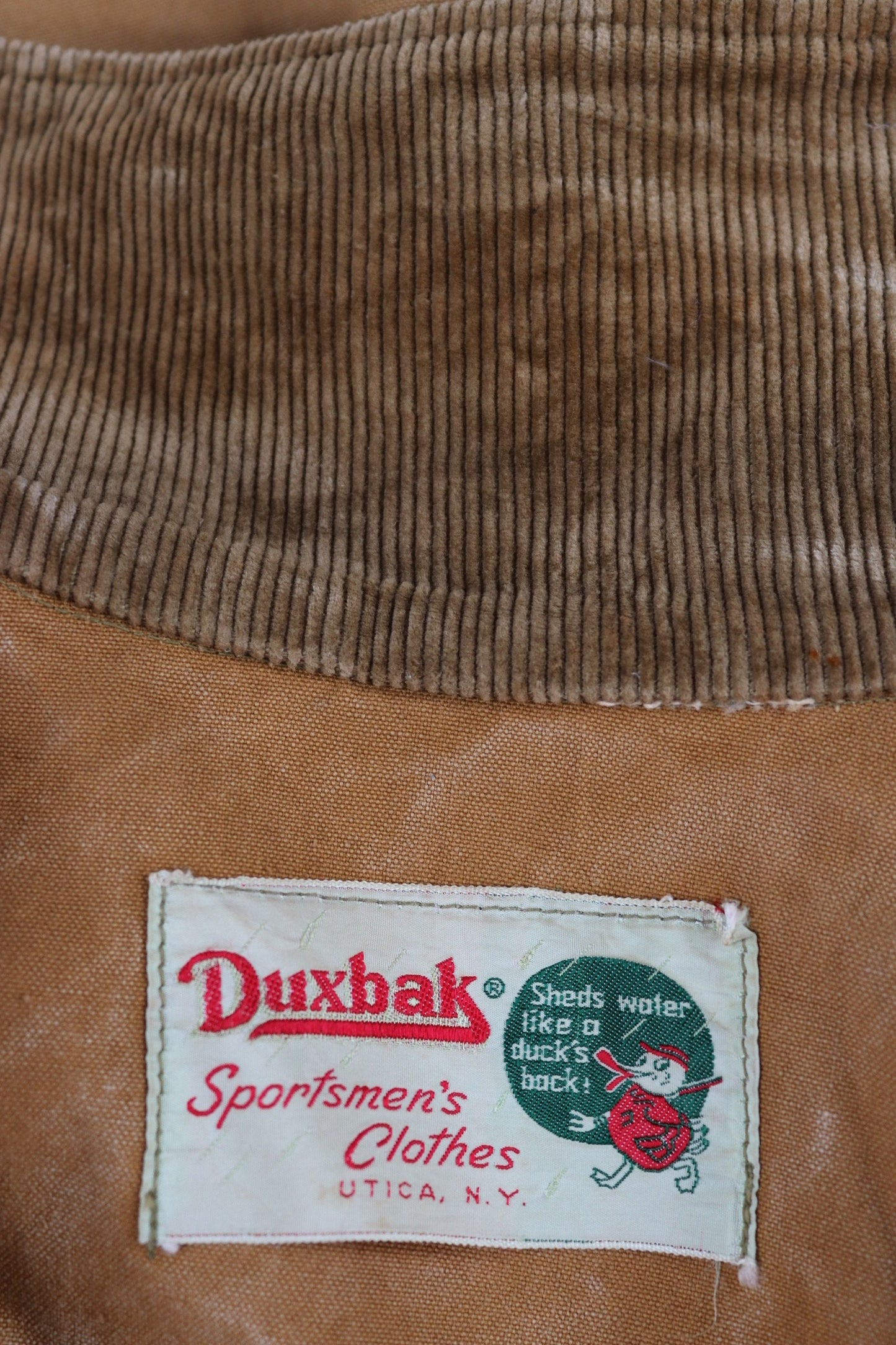 Vintage 1940s 40s 1950s 50s Duxbak duck cotton canvas tin cloth hunting shooting jacket 49” chest workwear work chore