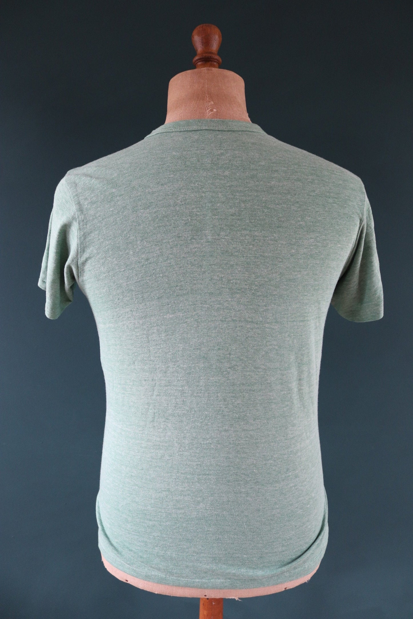 Vintage 1980s 80s 50/50 green marl sportswear plain paper thin t shirt 38” chest surf sports