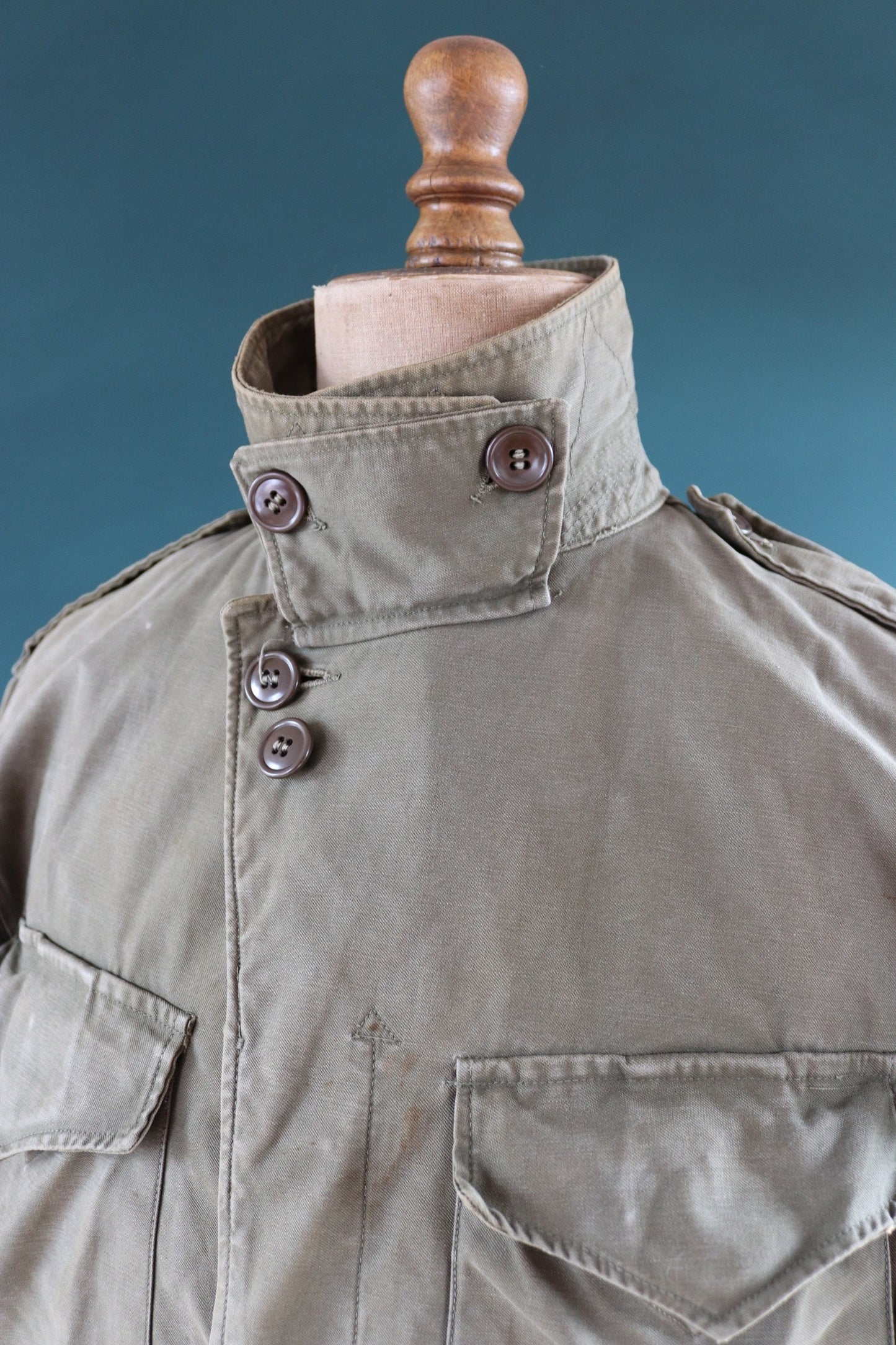 Vintage 1940s 40s US army military M-43 M43 M 43 field utility jacket olive green WW2 45” chest
