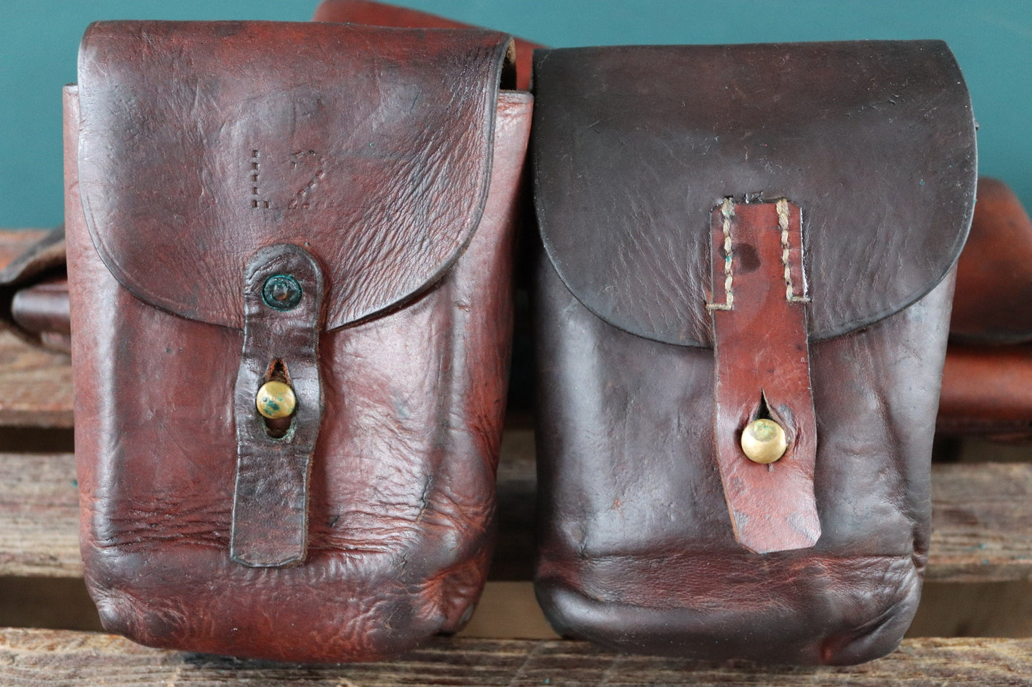 Vintage brown leather bag pouch hip belt 1930s 30s 1940s Swedish army military tool hand stitched riveted festival garden