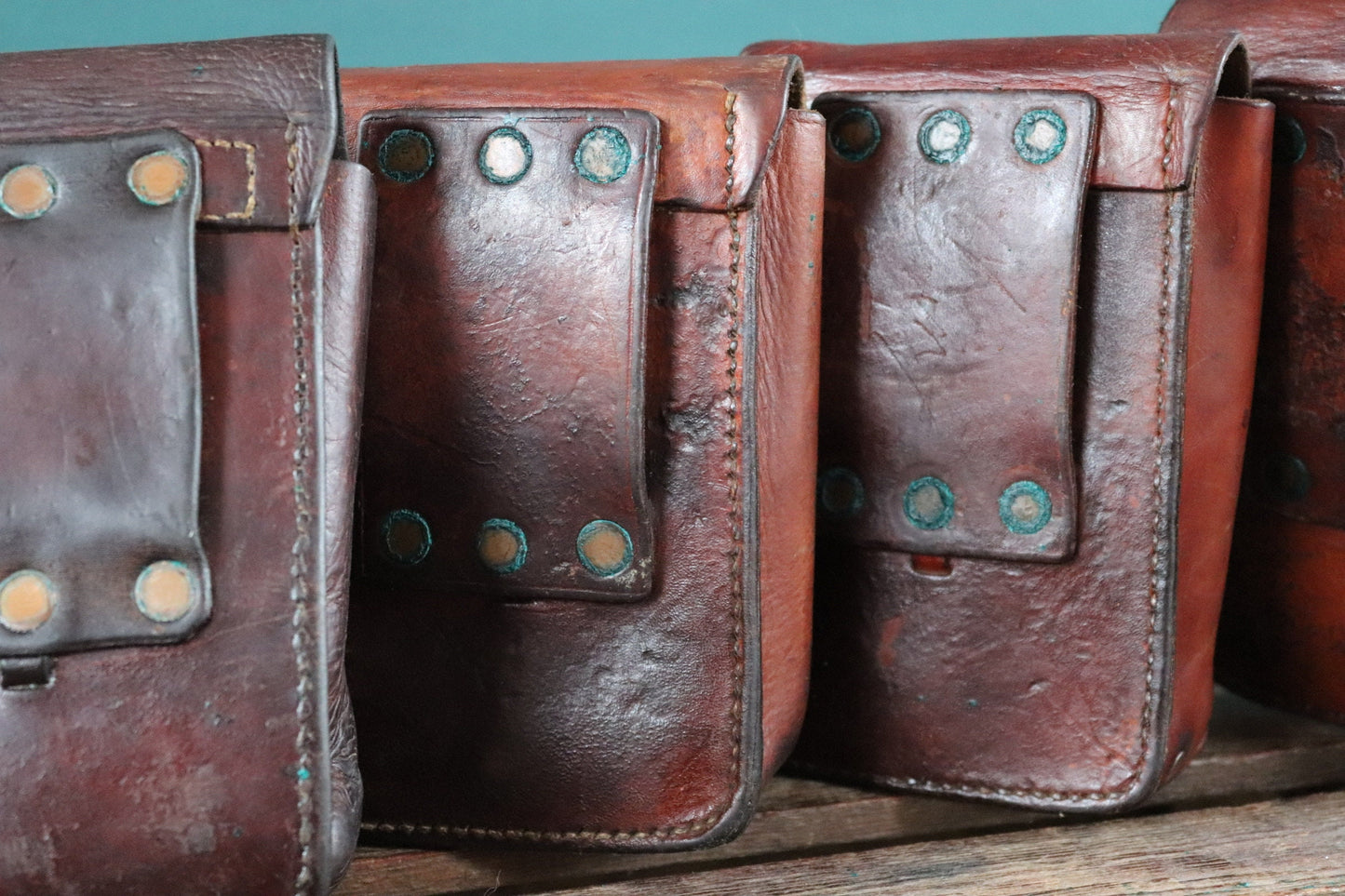 Vintage brown leather bag pouch hip belt 1930s 30s 1940s Swedish army military tool hand stitched riveted festival garden