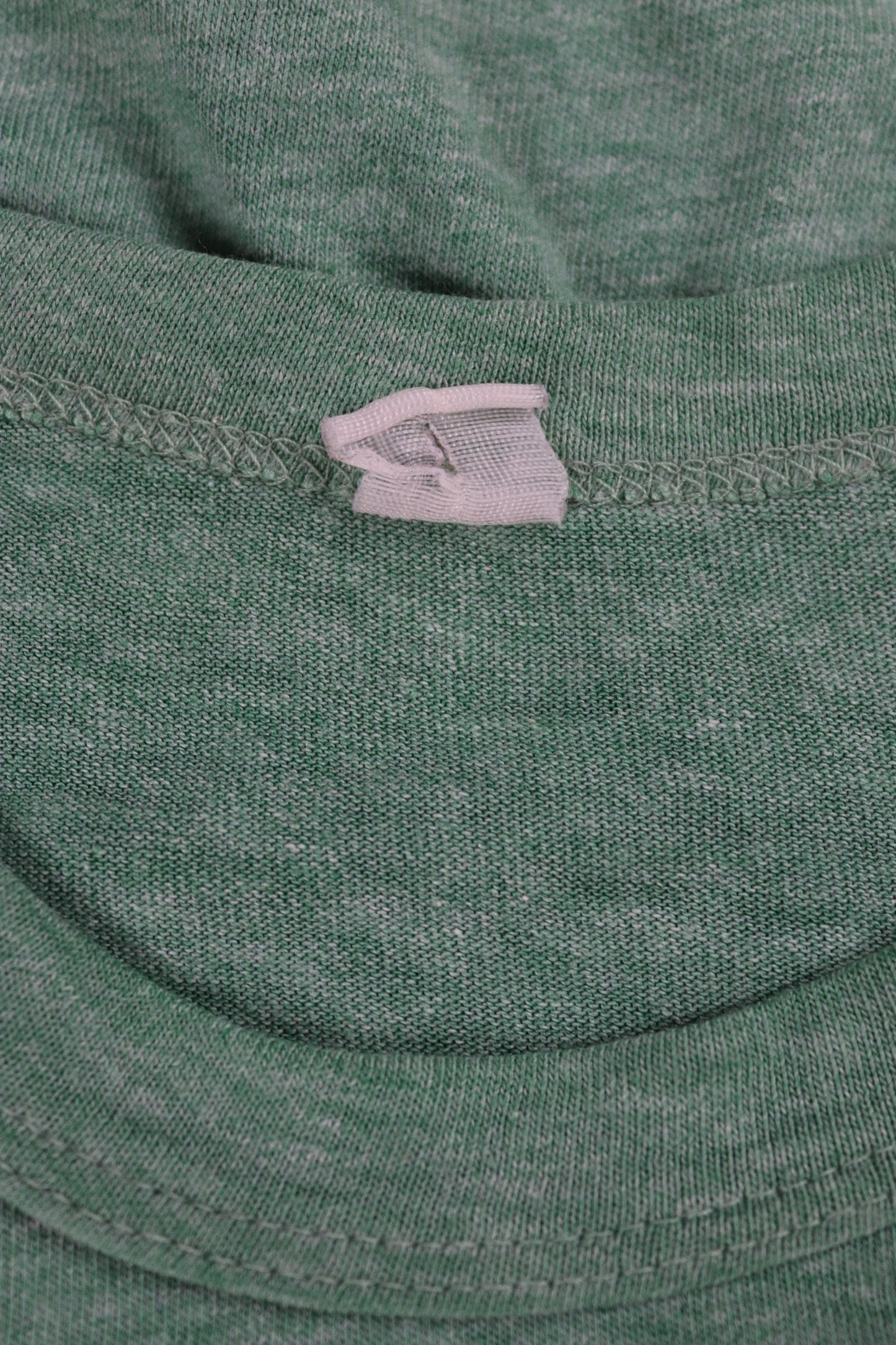 Vintage 1980s surf t shirt - plain green marl sportswear - paper thin - 38” chest