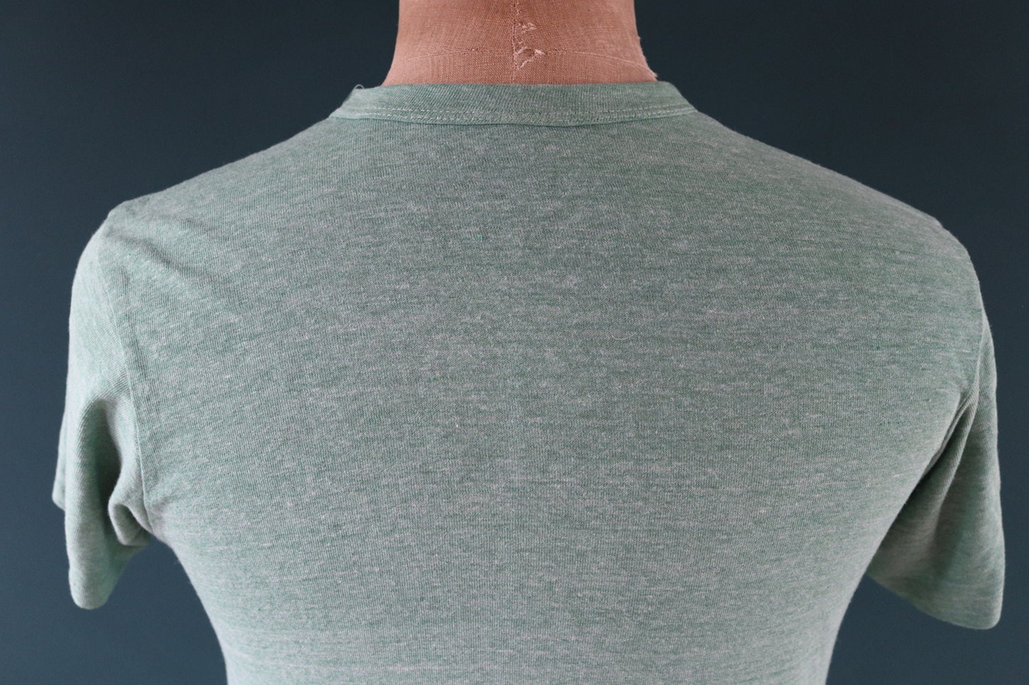 Vintage 1980s 80s 50/50 green marl sportswear plain paper thin t shirt 38” chest surf sports
