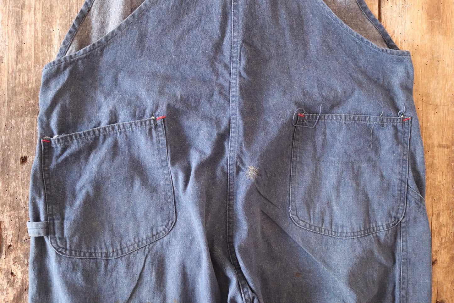 Vintage 1970s 70s 1980s 80s indigo blue denim overalls dungarees bib brace workwear work chore 44” x 32” selvedge H back