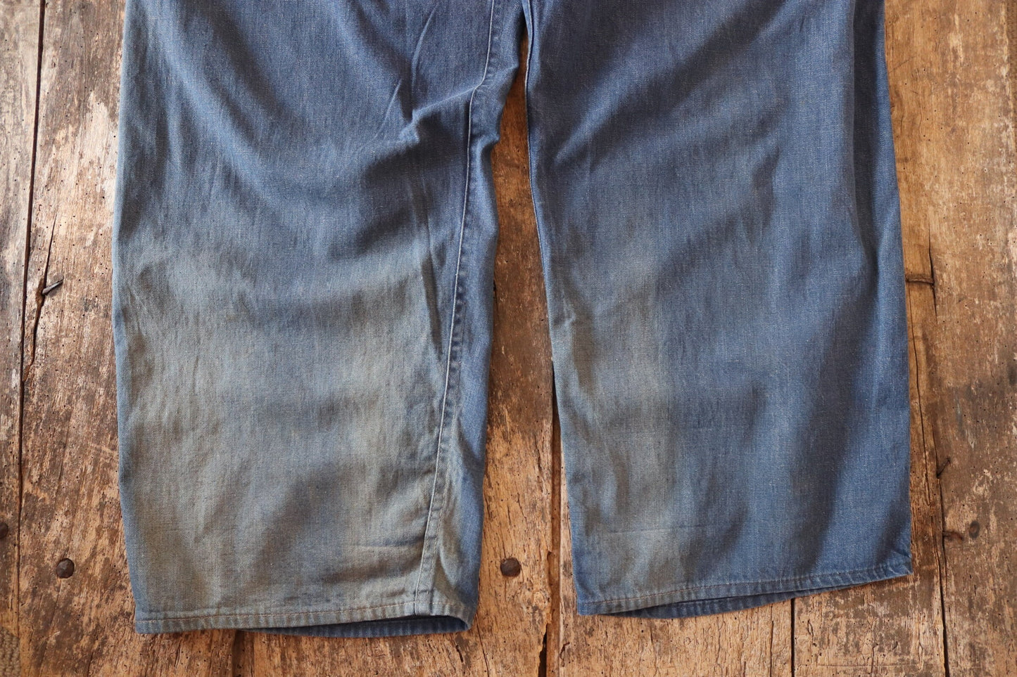 Vintage 1970s 80s workwear dungarees - indigo blue overalls - selvedge denim - bib and brace - 44” x 32”