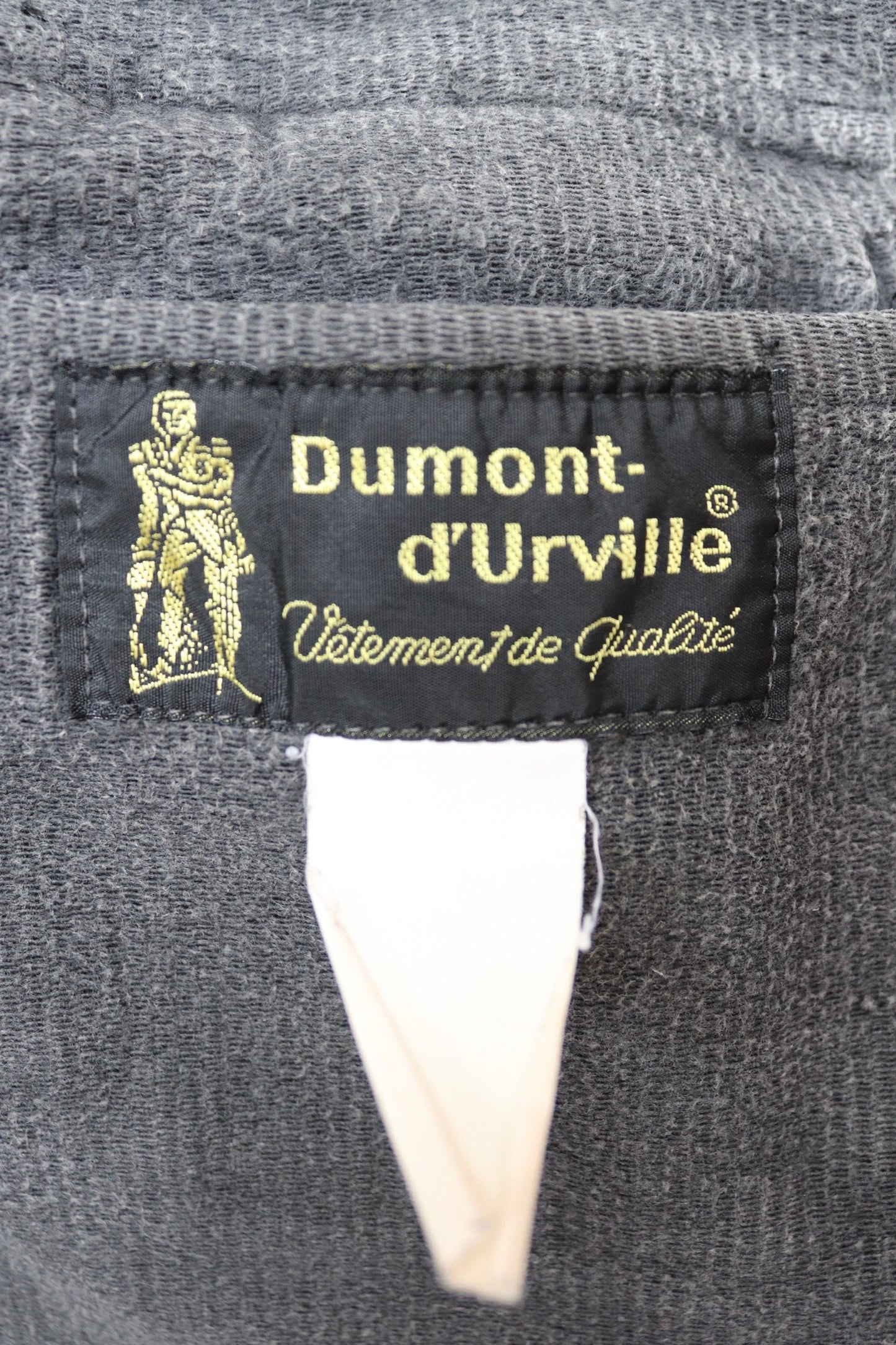 Vintage French workwear jacket 1960s 1970s grey taupe coutil pique corduroy hunting work 43” chest venery animal scene buttons