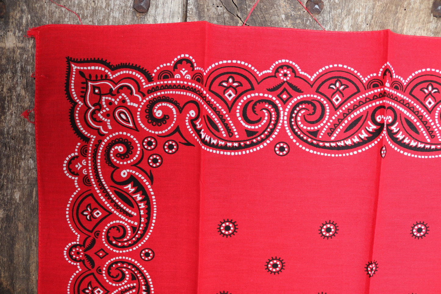 Vintage red printed bandana pocket square neckerchief 22” x 20” cotton color colour fast workwear RN 14193