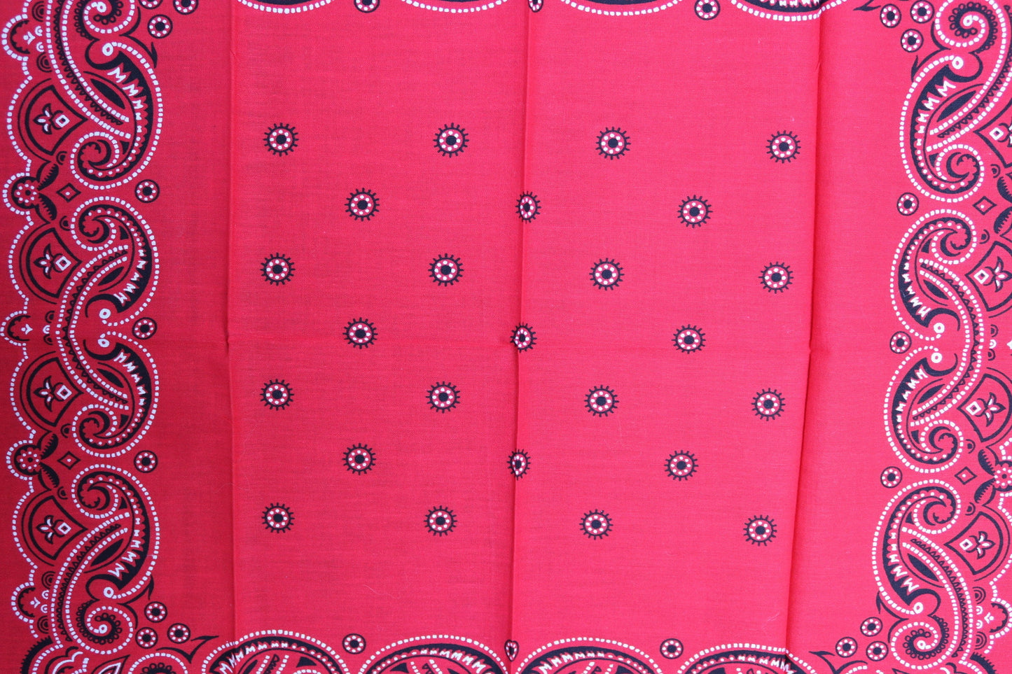 Vintage red printed bandana pocket square neckerchief 22” x 20” cotton color colour fast workwear RN 14193