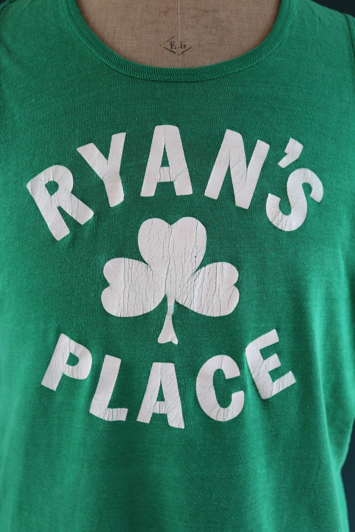Vintage 1970s 80s Irish bar vest - green white sportswear singlet - 44" chest