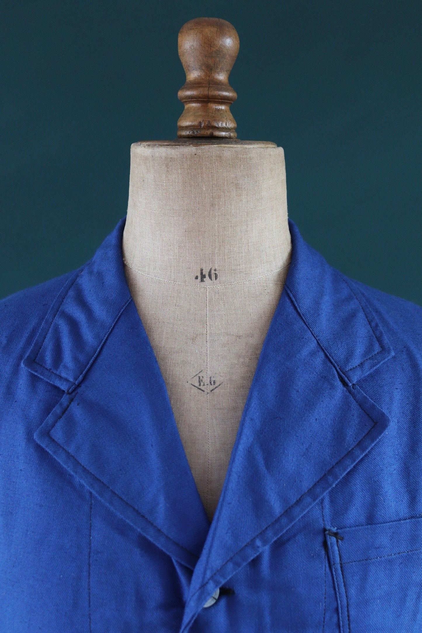Vintage WW2 workwear jacket 1940s deadstock Swedish military hospital indigo blue cotton twill work chore 42” chest