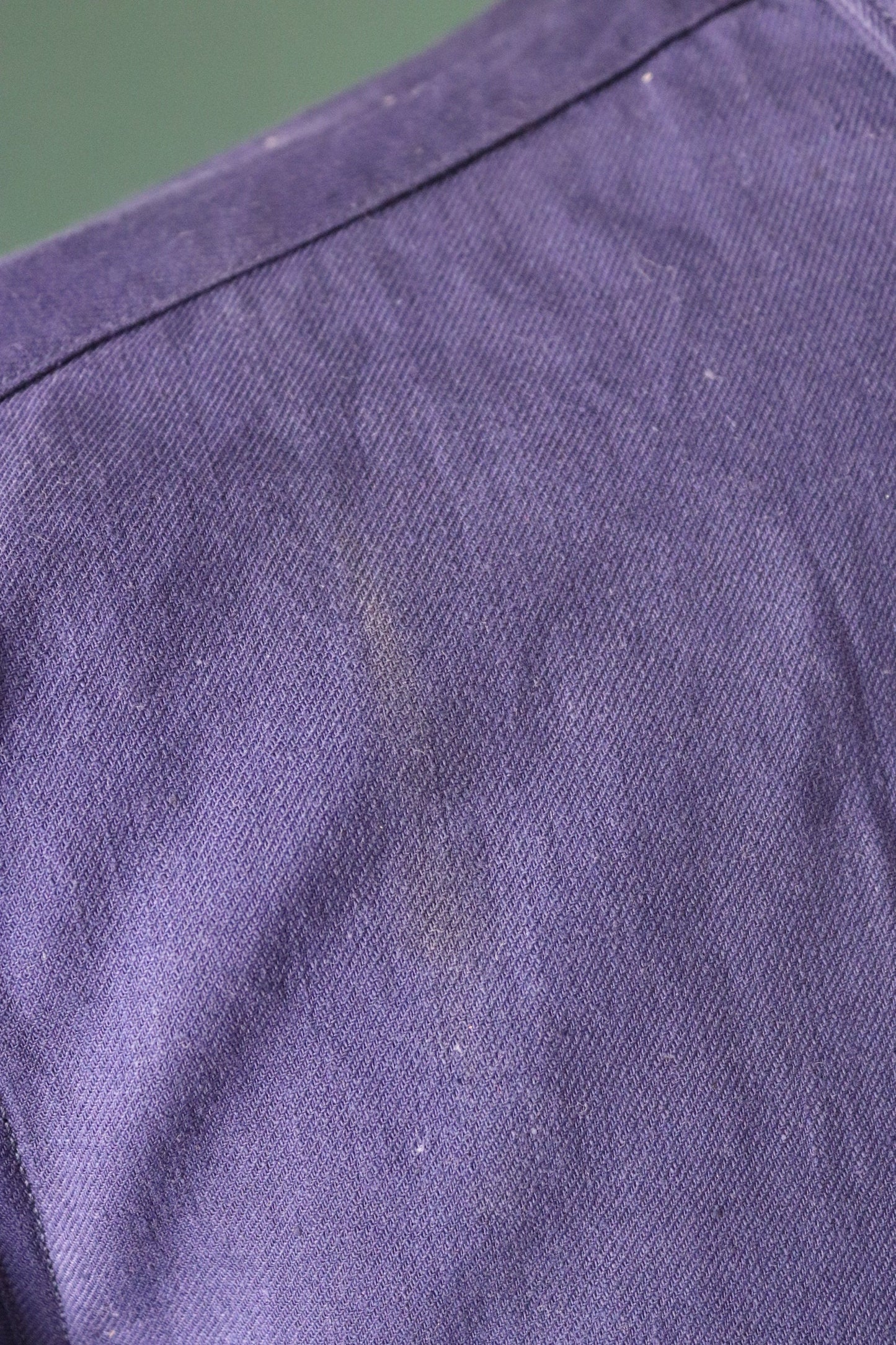Vintage French workwear shirt 1940s 1950s indigo blue cotton work smock pop over 47” chest faded