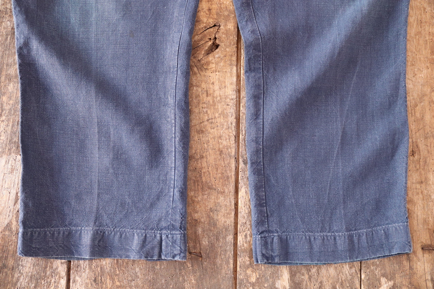 Vintage French workwear trousers pants indigo linen maquignon 1930s 1940s work chore 44” x 32”