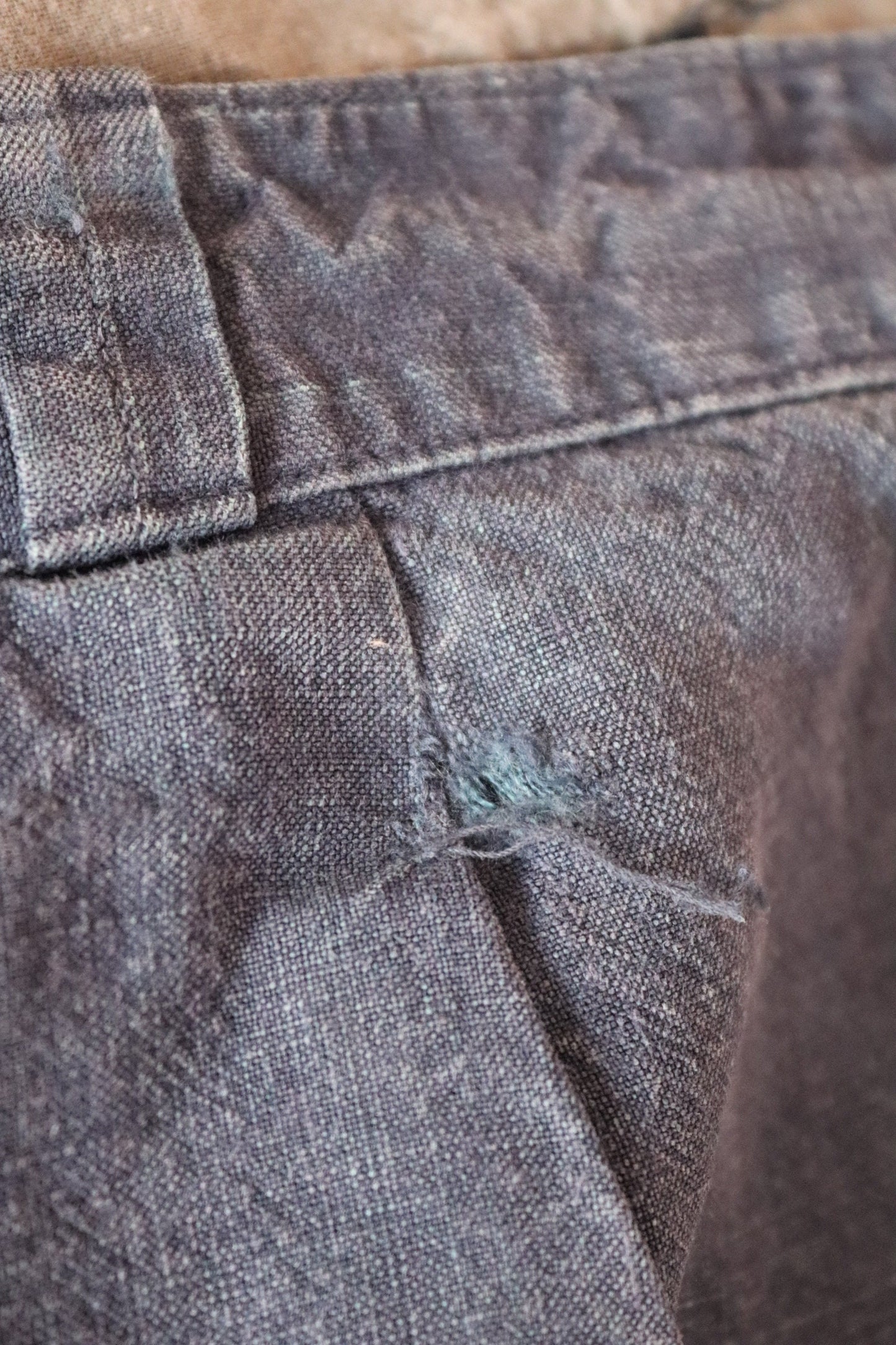 Vintage French workwear trousers - indigo linen pants - antique maquignon - 1930s 40s chore - 44” x 32”