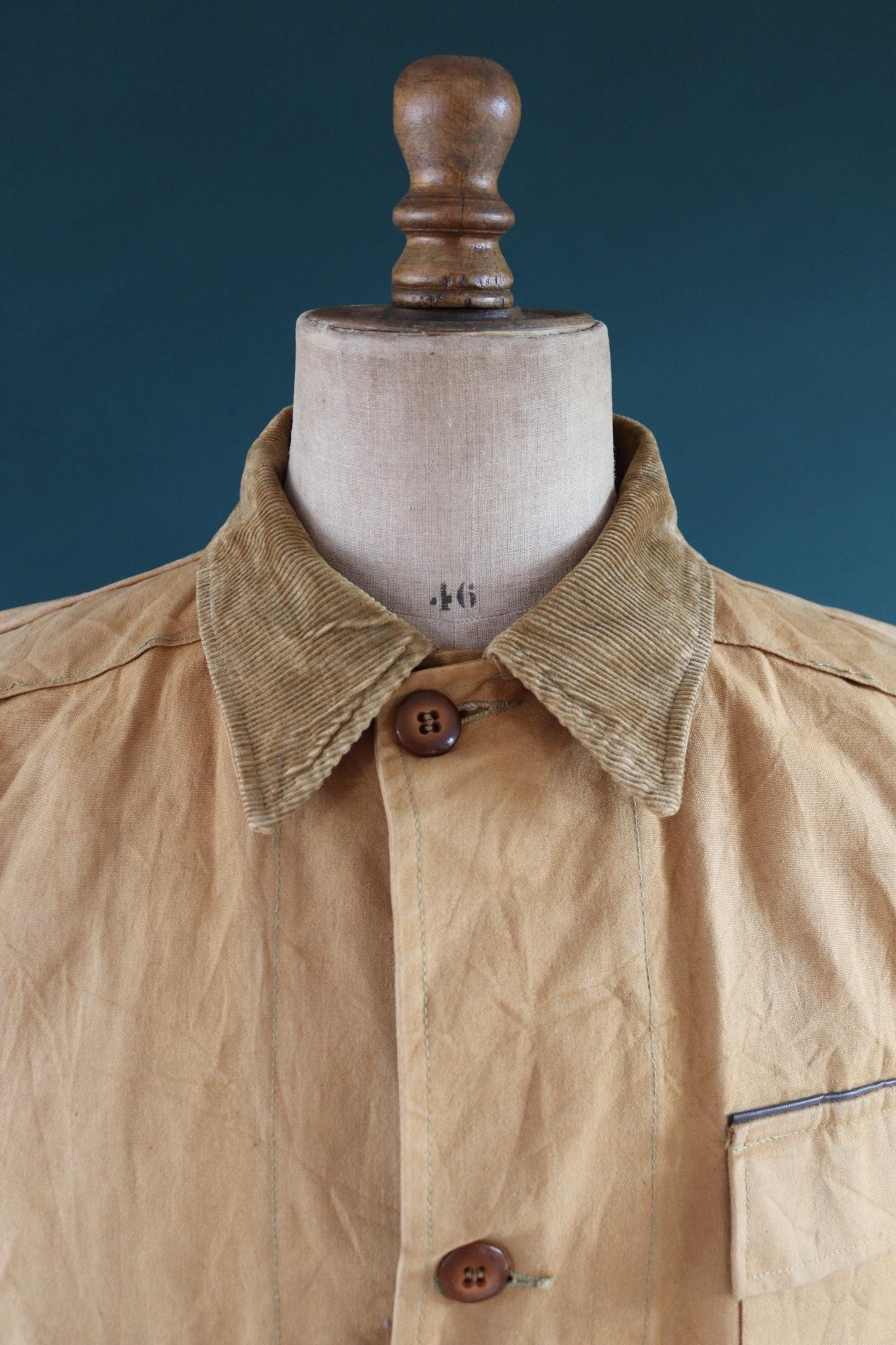 Vintage 1940s 40s 1950s 50s Duxbak duck cotton canvas tin cloth hunting shooting jacket 52” chest workwear work chore