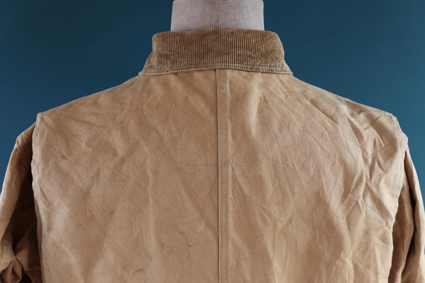 Vintage 1940s 40s 1950s 50s Duxbak duck cotton canvas tin cloth hunting shooting jacket 52” chest workwear work chore