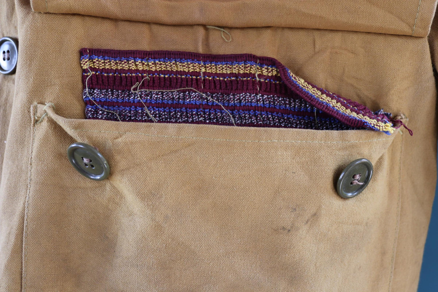 Vintage 1960s 60s Woods brown tin cloth duck cotton canvas hunting shooting jacket 54” chest workwear work chore Canadian