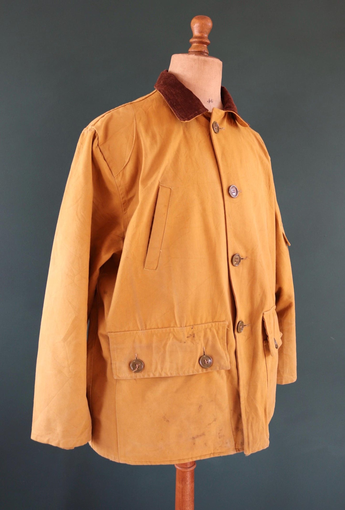 Vintage 1960s 60s Woods brown tin cloth duck cotton canvas hunting shooting jacket 54” chest workwear work chore Canadian