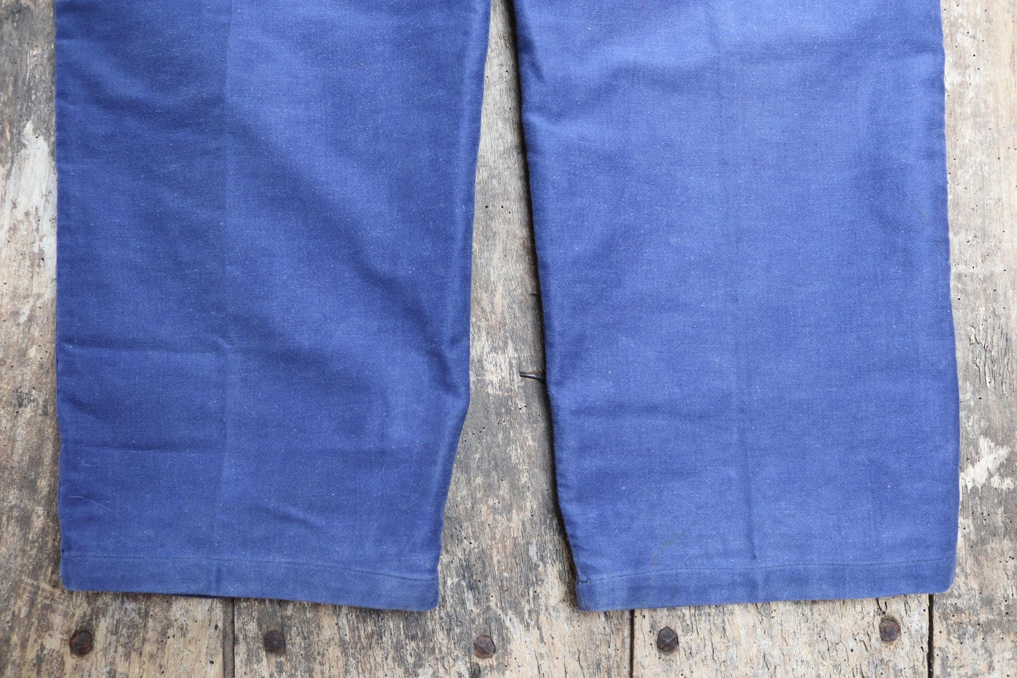 Vintage French workweara overalls dungarees moleskin 1950s 1960s work chore bib brace 34” x 27” bleu de travail