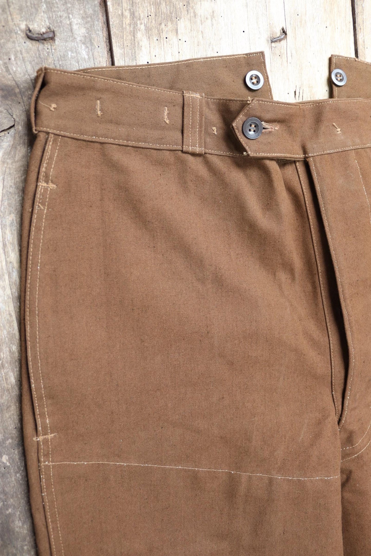 Vintage French workwear trousers pants 1960s 1970s SNCF railway railroad engineer chore 36” x 28” duck cotton canvas buckle back