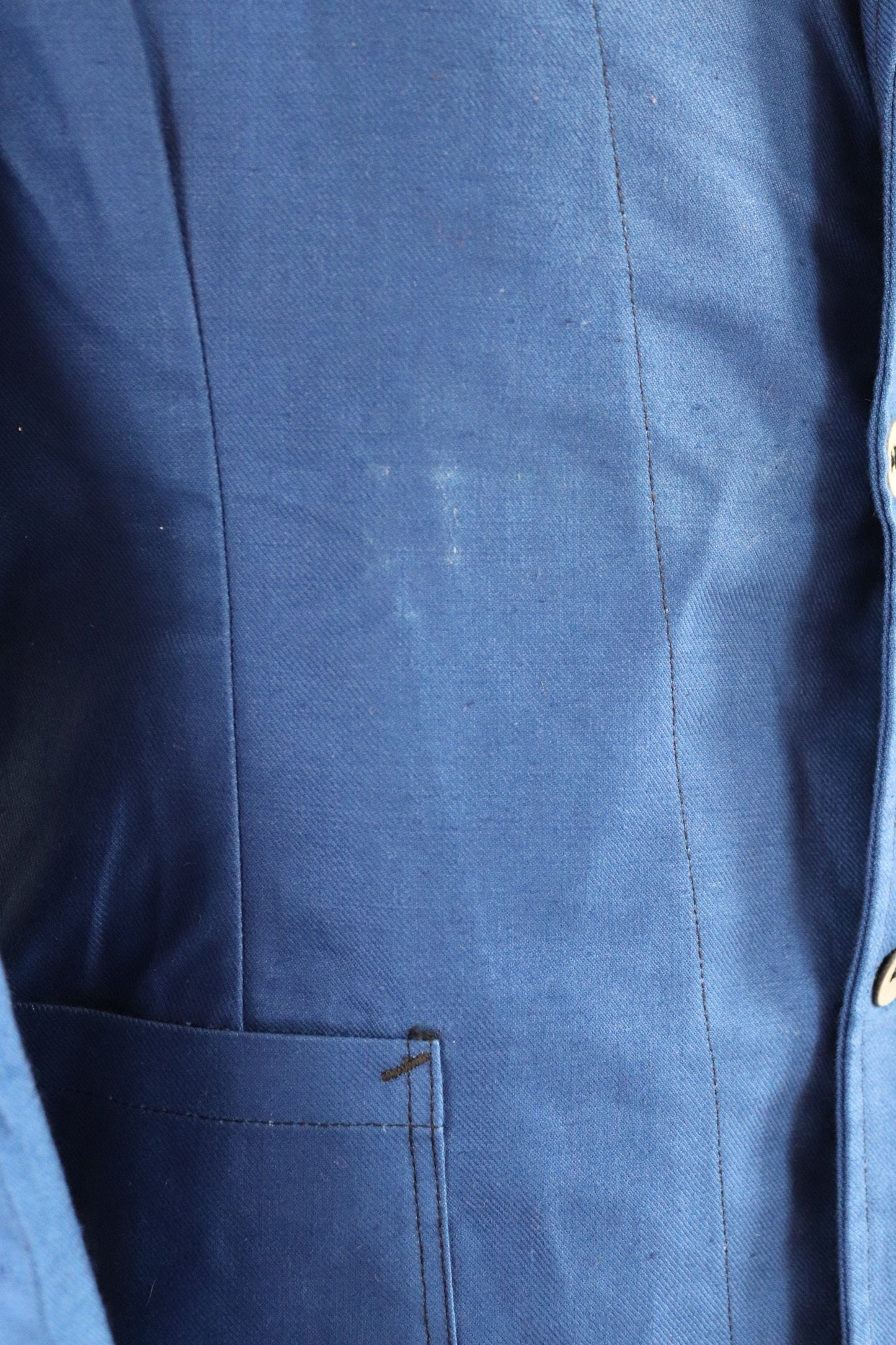 Vintage WW2 workwear jacket 1940s deadstock Swedish military hospital indigo blue cotton twill work chore 41” chest