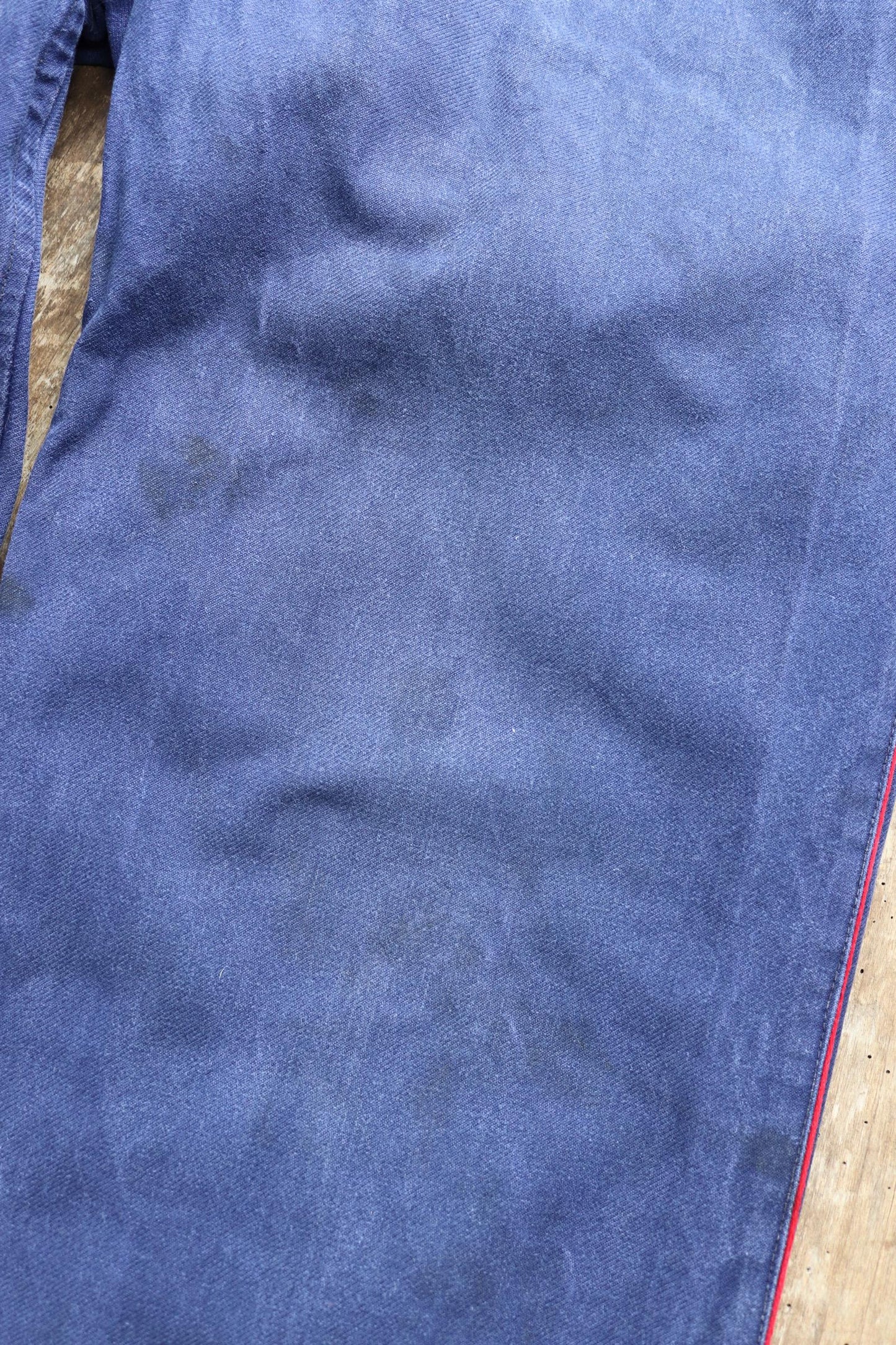 Vintage French work trousers pants 1950s 1960s indigo blue cotton twill fireman firefighter 32” x 27” workwear sapeurs pompiers