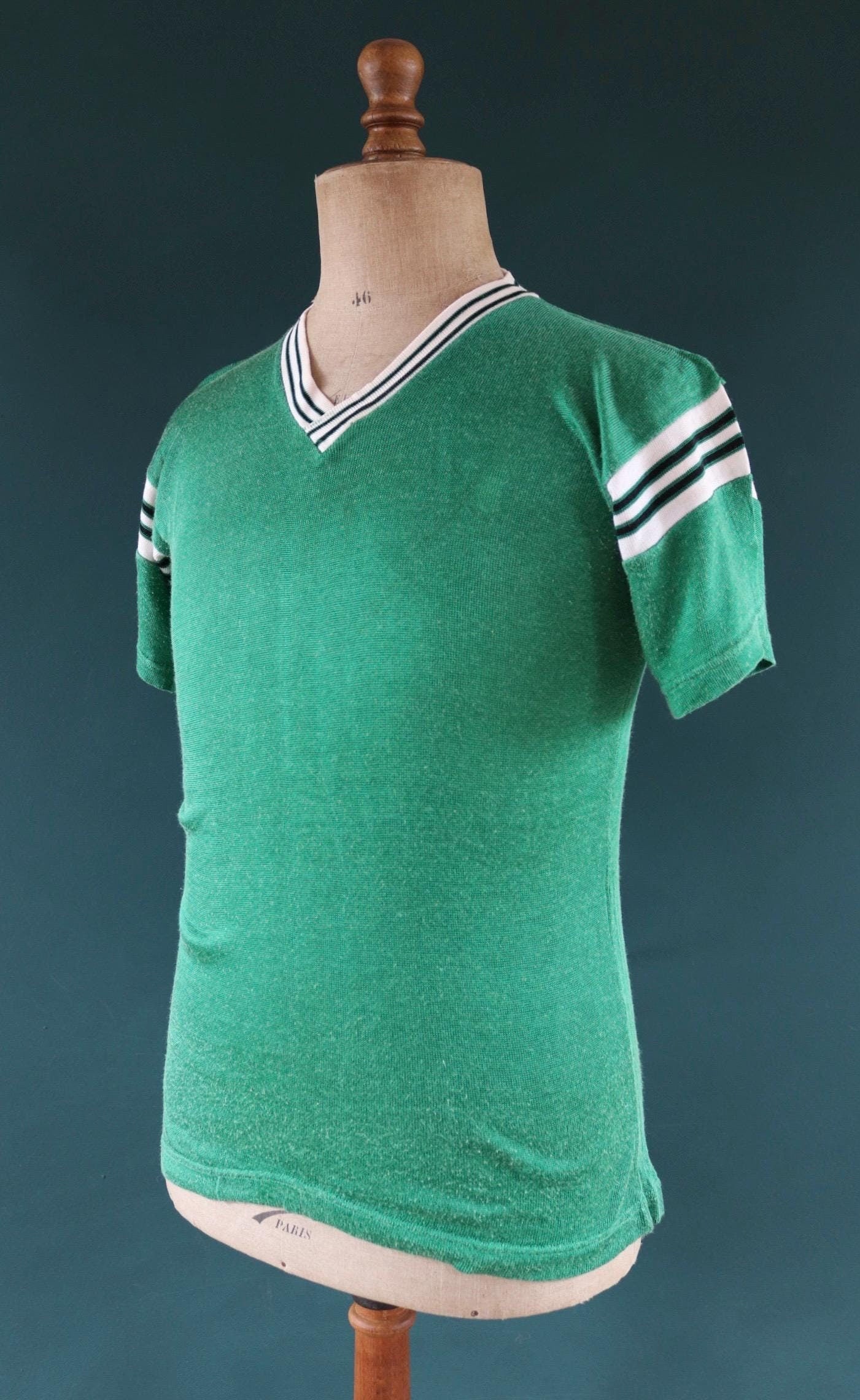 Vintage 1970s 70s New Era Fiddlers Green nylon durene shirt sports sportswear ringer 36” chest football sportswear sports USA