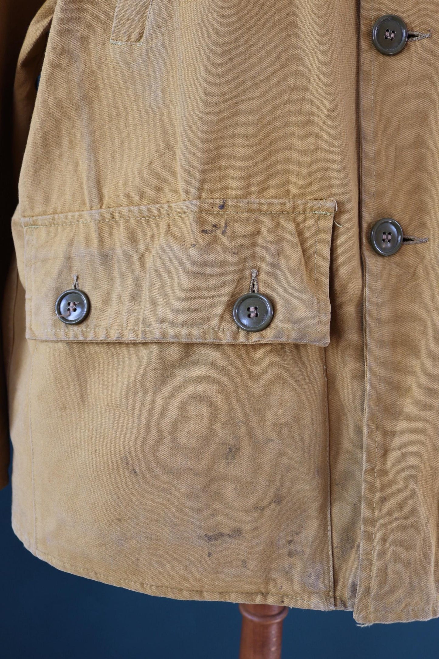 Vintage 1960s 60s Woods brown tin cloth duck cotton canvas hunting shooting jacket 54” chest workwear work chore Canadian
