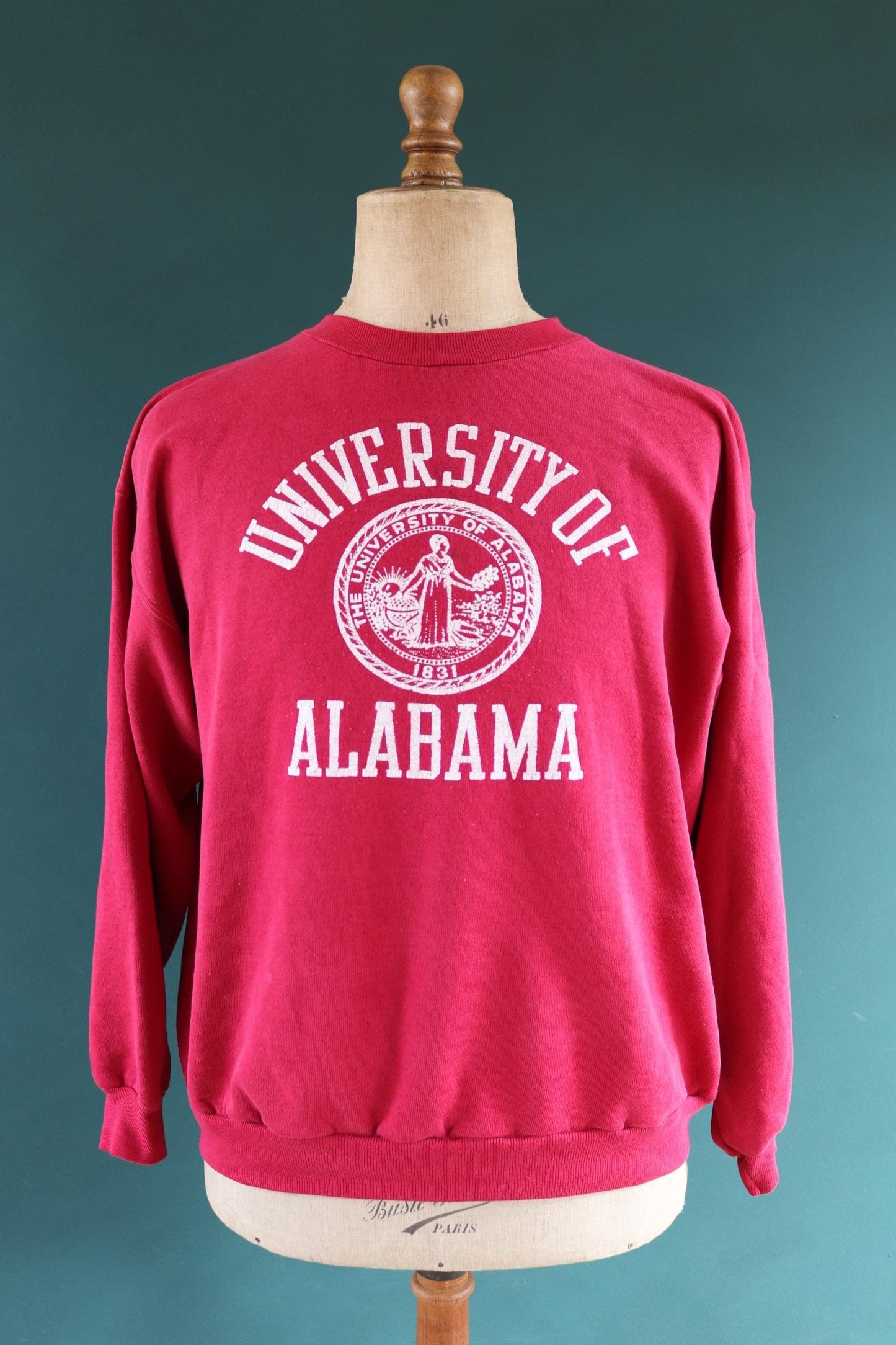 Vintage 1970s 70s 1980s 80s Russel Athletic pink red University of Alabama sweatshirt 48" chest sportswear 50 50
