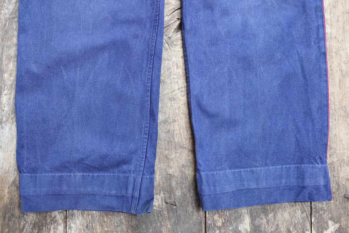Vintage French work trousers pants 1950s 1960s indigo blue cotton twill fireman firefighter 32” x 27” workwear sapeurs pompiers